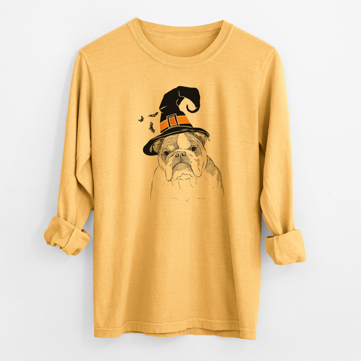 Witch Jack the English Bulldog - Men's Heavyweight 100% Cotton Long Sleeve