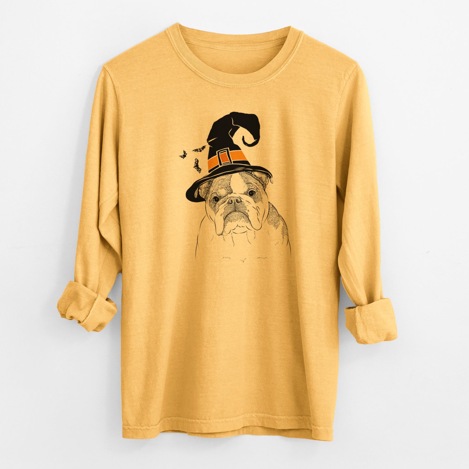 Witch Jack the English Bulldog - Men's Heavyweight 100% Cotton Long Sleeve