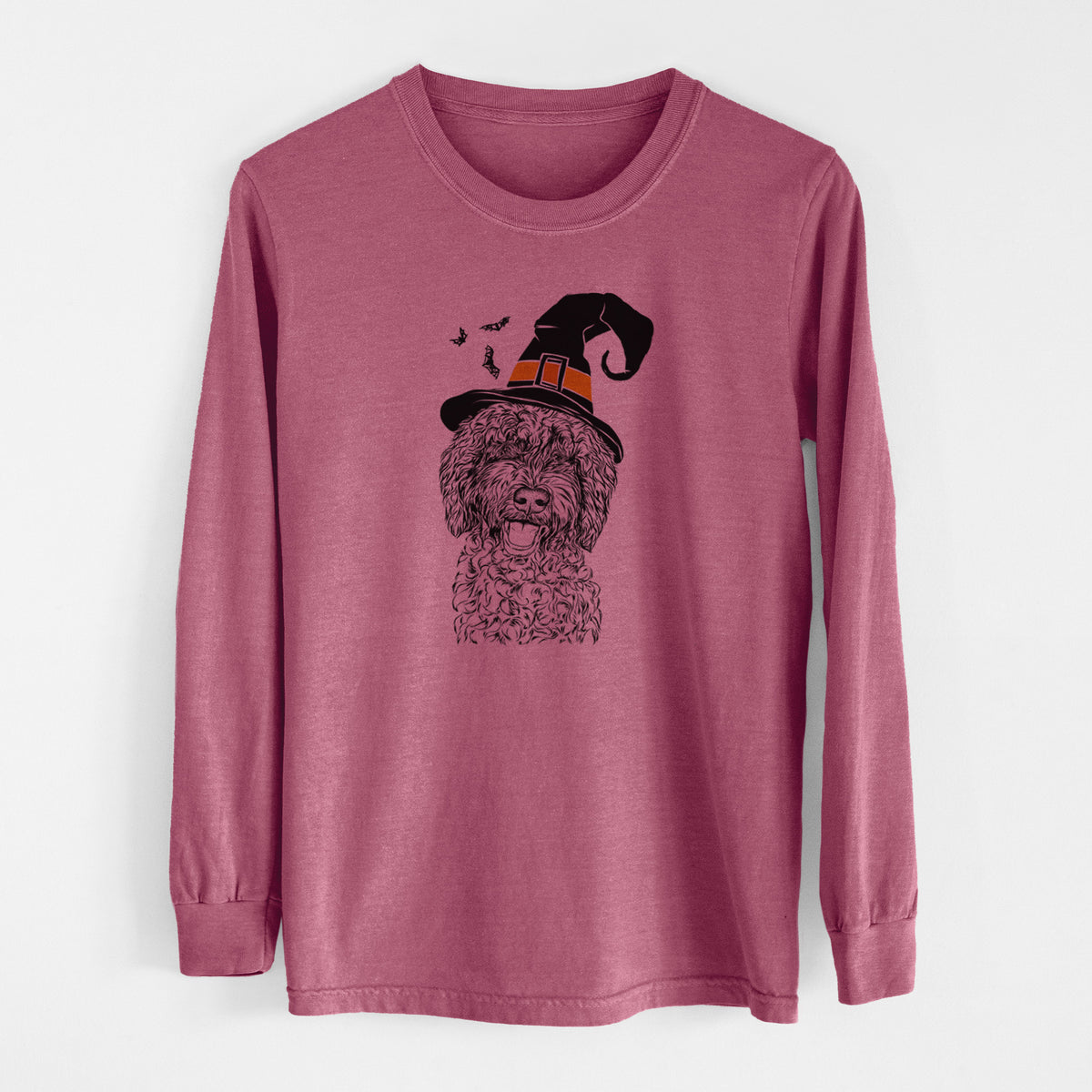 Witch Jack the Chocolate Labradoodle - Men's Heavyweight 100% Cotton Long Sleeve