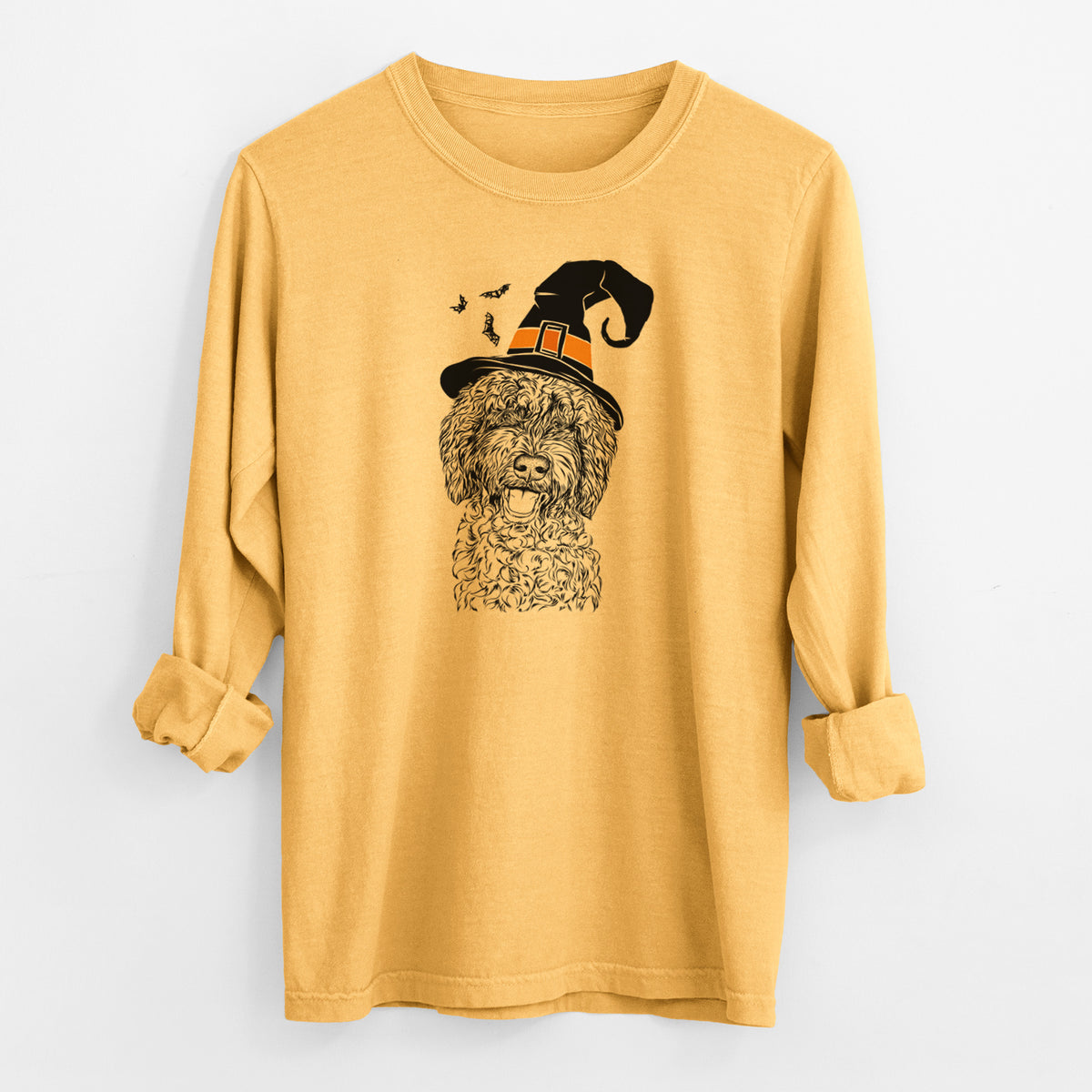 Witch Jack the Chocolate Labradoodle - Men's Heavyweight 100% Cotton Long Sleeve