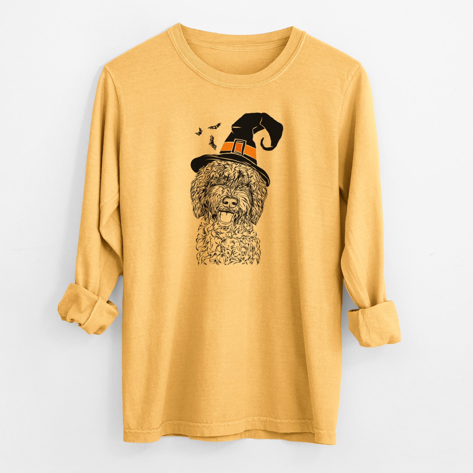 Witch Jack the Chocolate Labradoodle - Men's Heavyweight 100% Cotton Long Sleeve