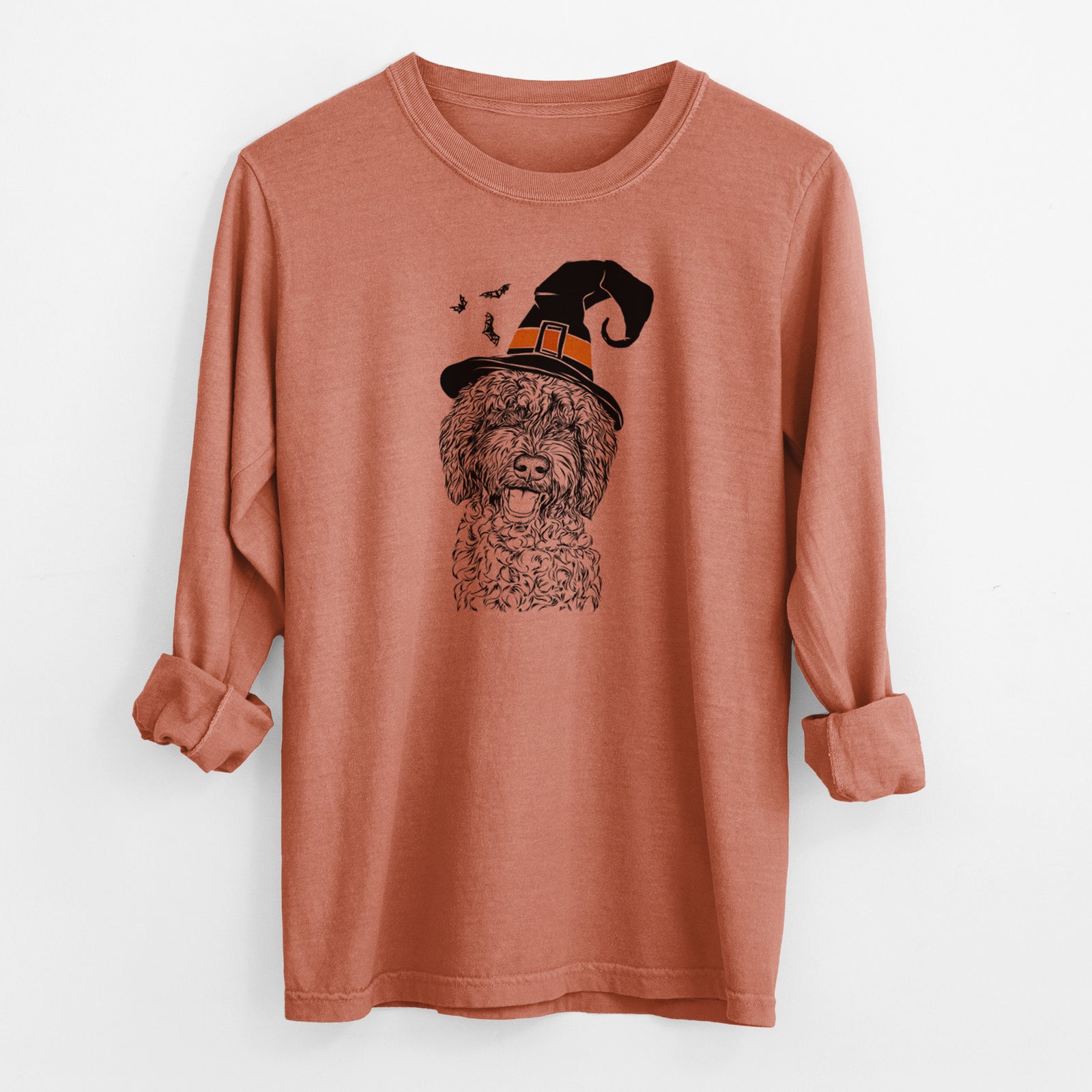 Witch Jack the Chocolate Labradoodle - Men's Heavyweight 100% Cotton Long Sleeve