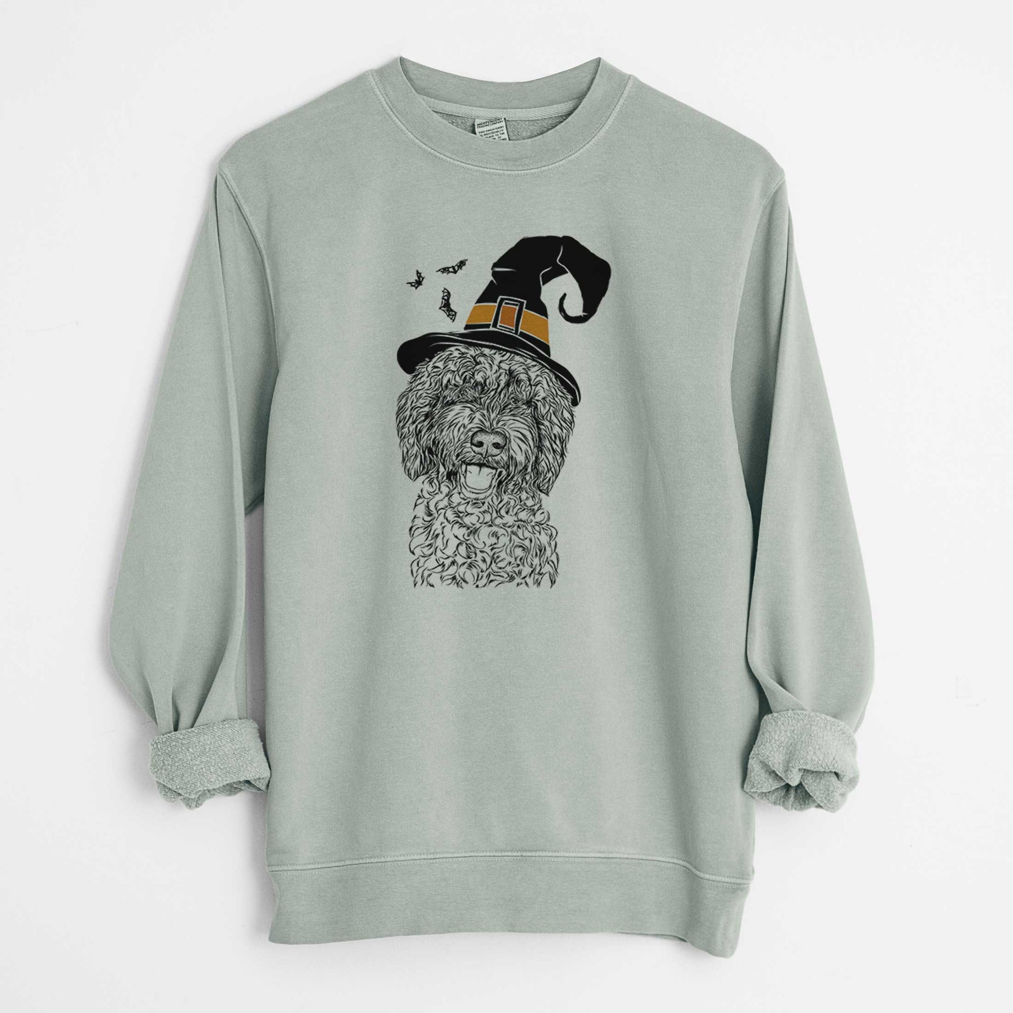 Witch Jack the Chocolate Labradoodle - Unisex Pigment Dyed Crew Sweatshirt