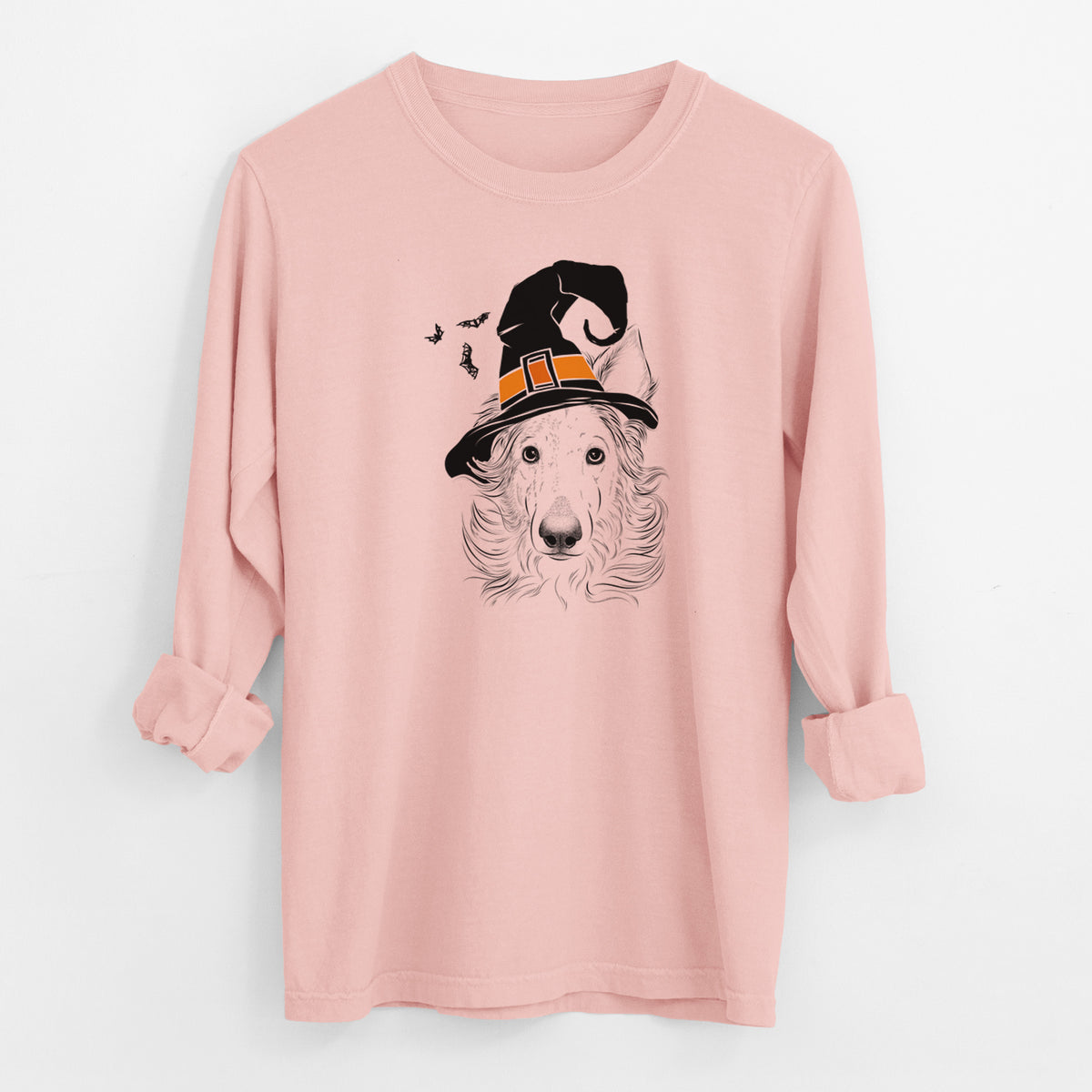 Witch Jasha the Borzoi - Men's Heavyweight 100% Cotton Long Sleeve