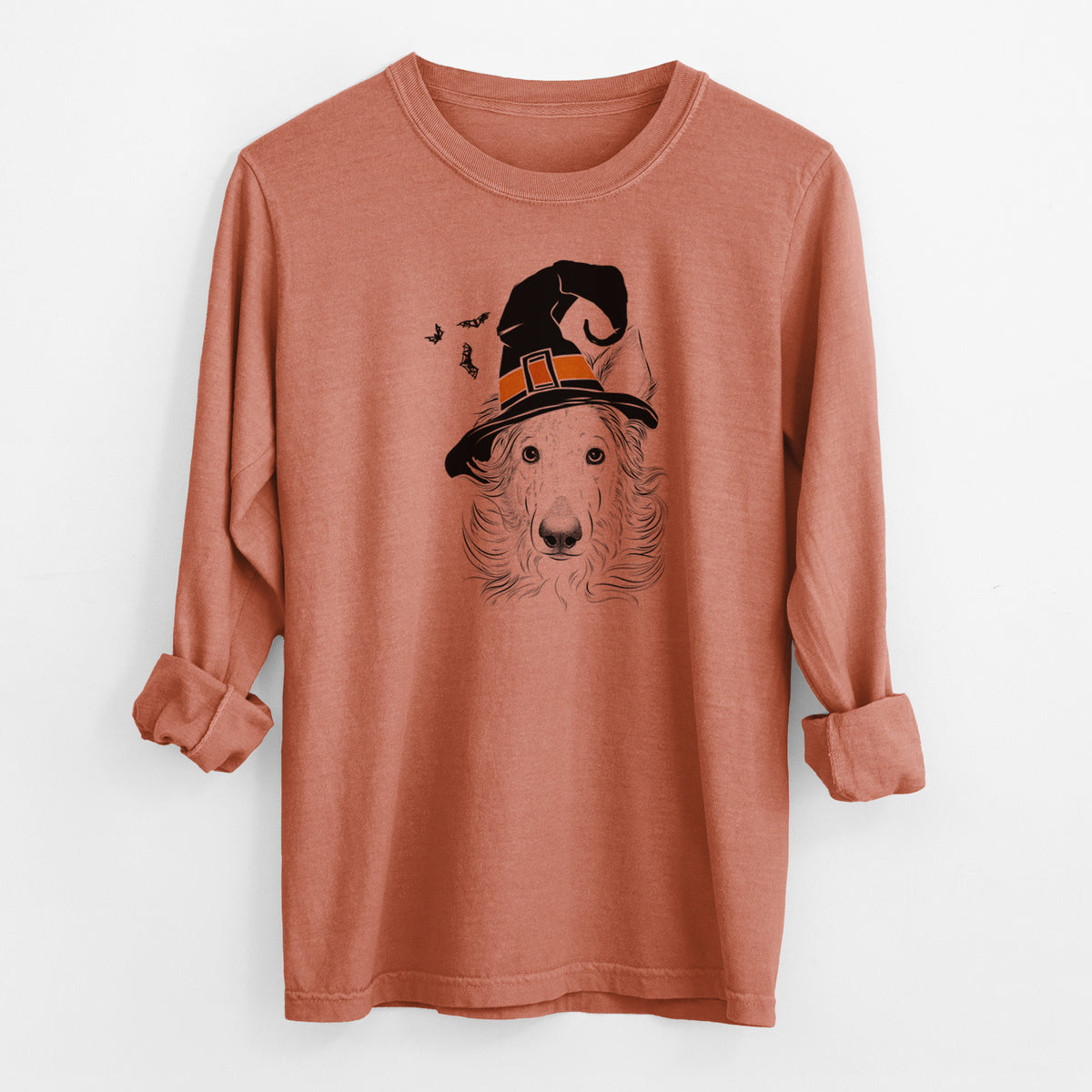 Witch Jasha the Borzoi - Men's Heavyweight 100% Cotton Long Sleeve