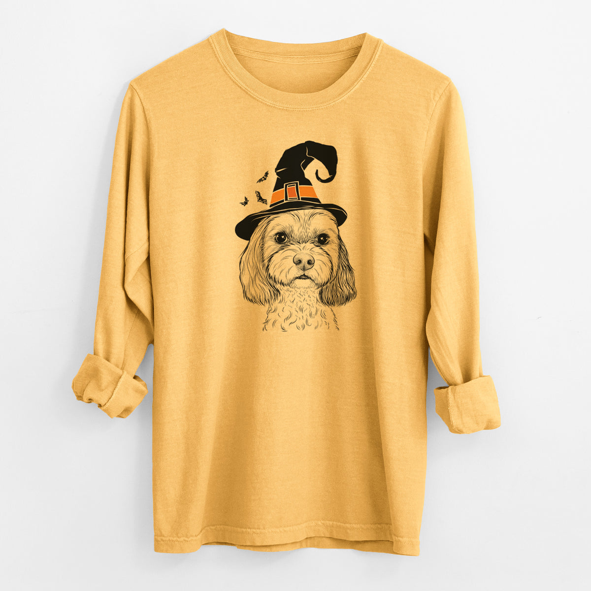 Witch Jasper Diggins the Cavapoo - Men's Heavyweight 100% Cotton Long Sleeve