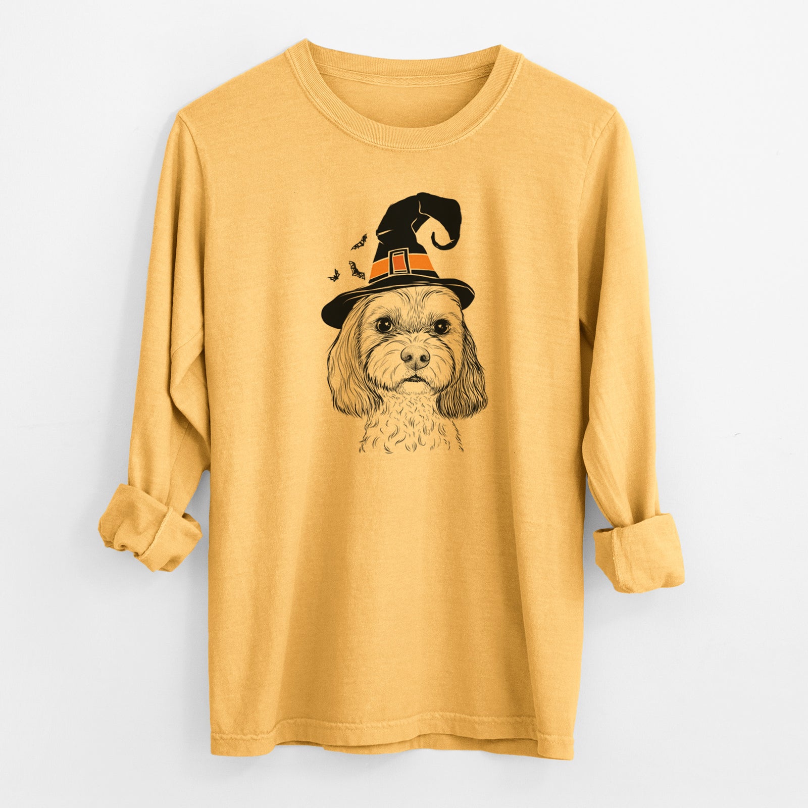 Witch Jasper Diggins the Cavapoo - Men's Heavyweight 100% Cotton Long Sleeve