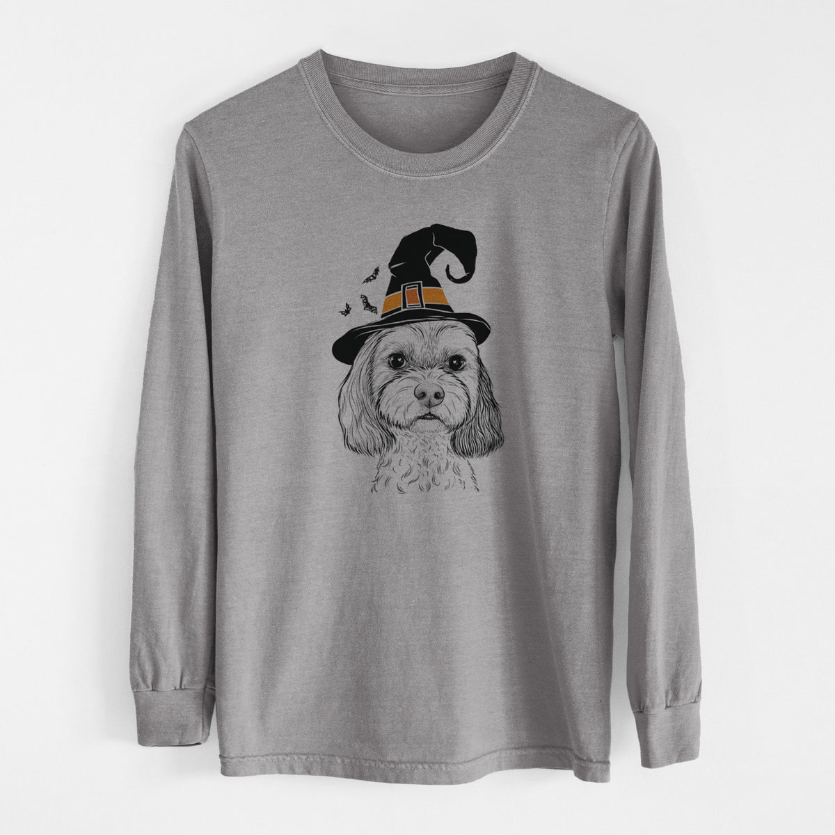 Witch Jasper Diggins the Cavapoo - Men's Heavyweight 100% Cotton Long Sleeve