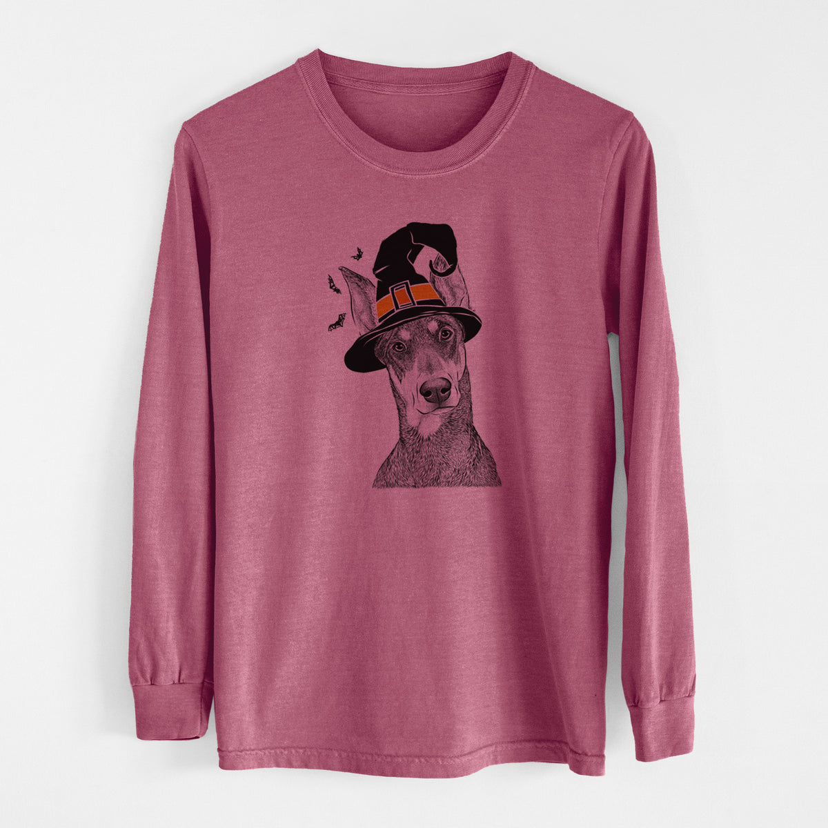 Witch Jenna the Doberman Pinscher - Men's Heavyweight 100% Cotton Long Sleeve