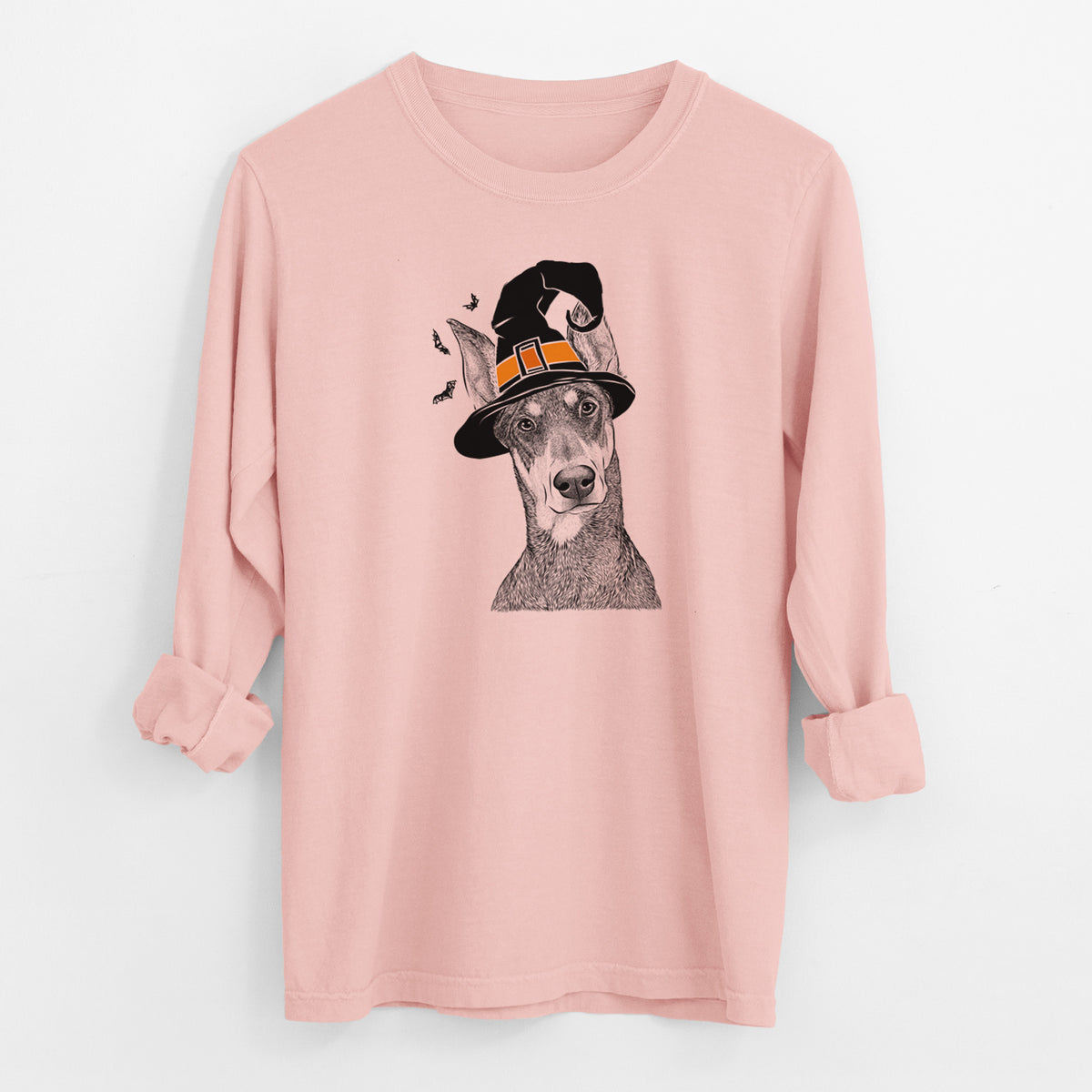 Witch Jenna the Doberman Pinscher - Men's Heavyweight 100% Cotton Long Sleeve