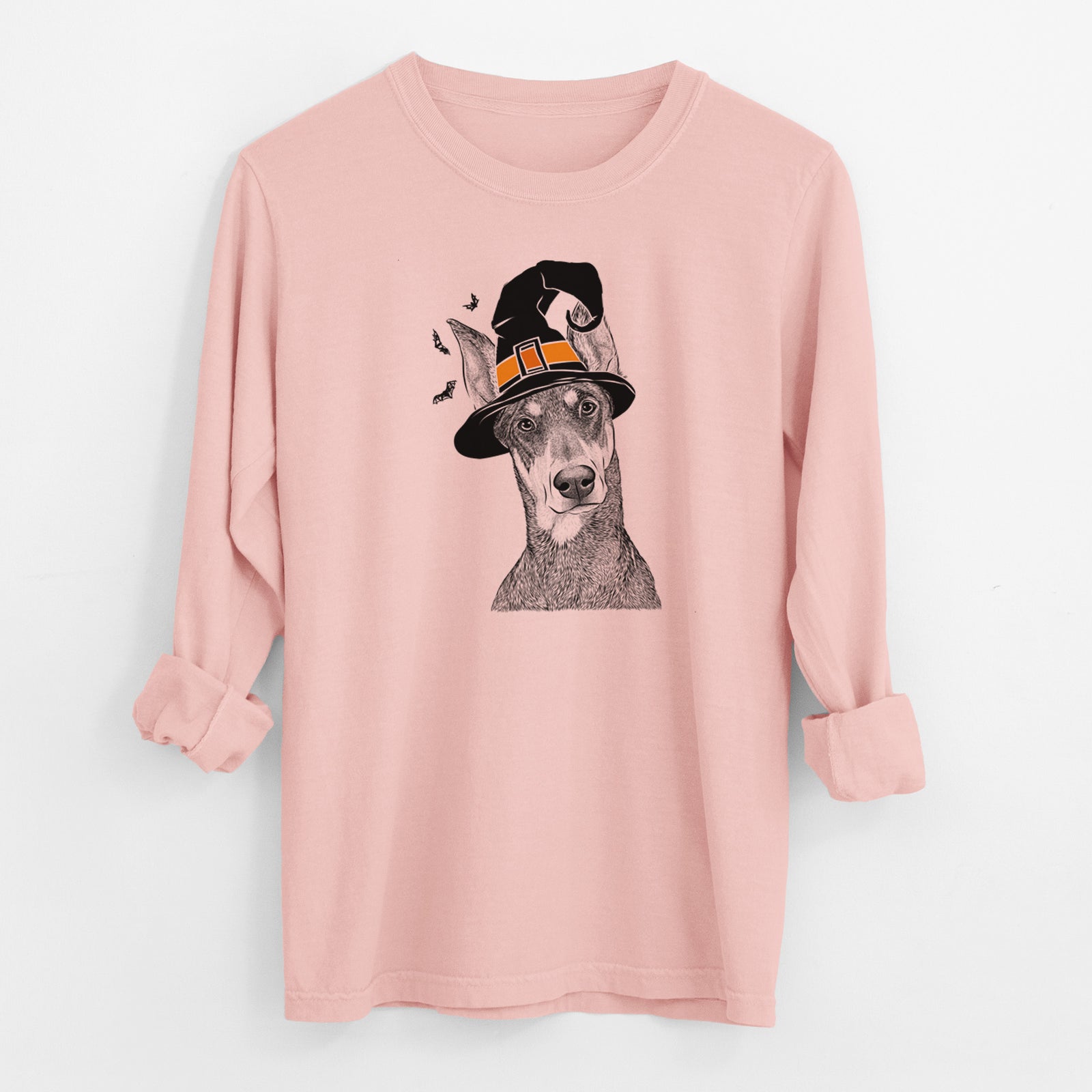 Witch Jenna the Doberman Pinscher - Men's Heavyweight 100% Cotton Long Sleeve