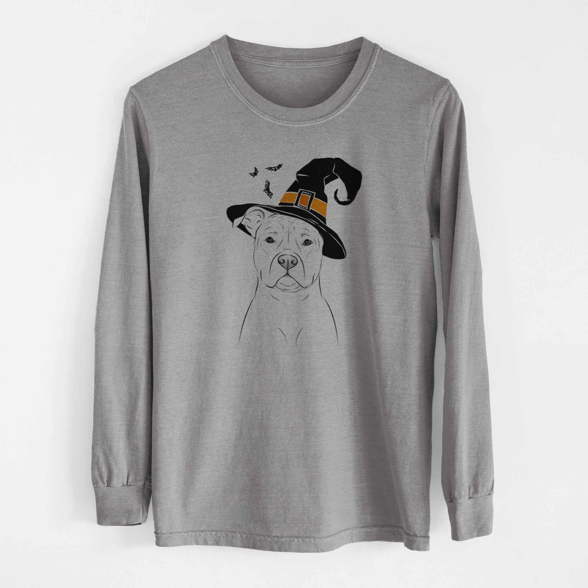 Witch Jethro the American Staffordshire Terrier - Men's Heavyweight 100% Cotton Long Sleeve