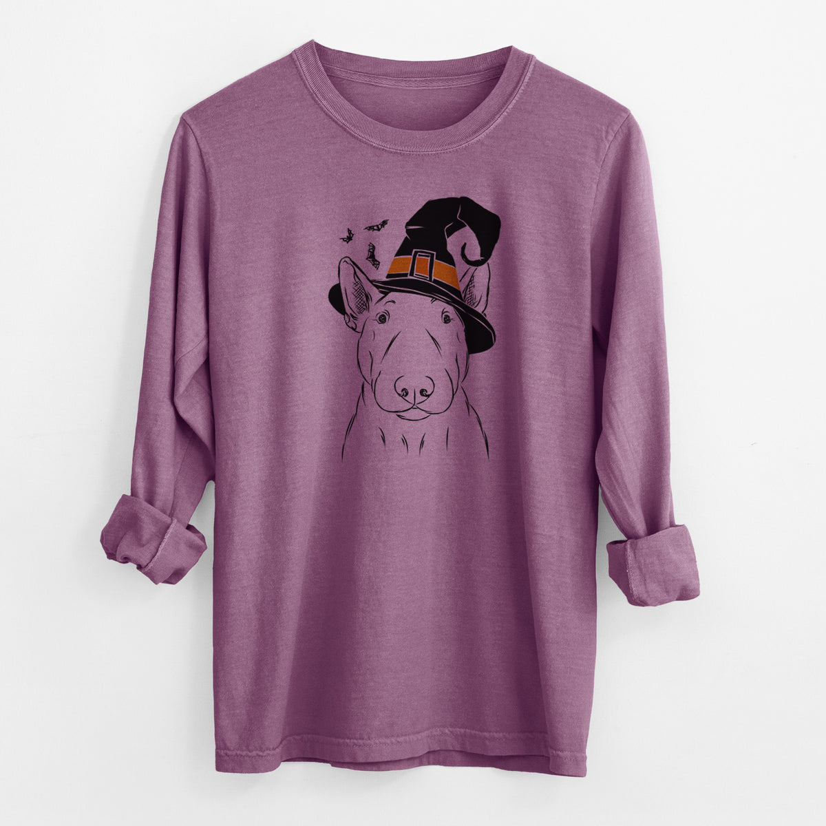 Witch Jett the Bull Terrier - Men's Heavyweight 100% Cotton Long Sleeve