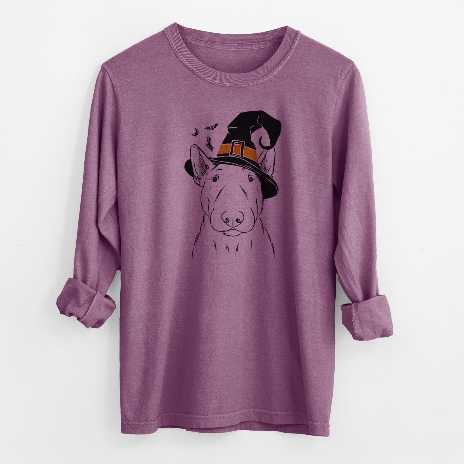 Witch Jett the Bull Terrier - Men's Heavyweight 100% Cotton Long Sleeve