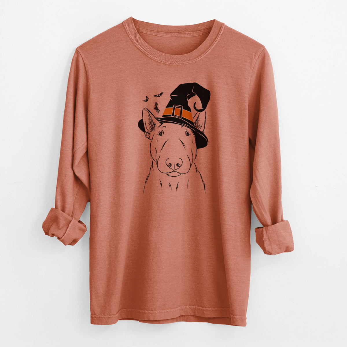 Witch Jett the Bull Terrier - Men's Heavyweight 100% Cotton Long Sleeve