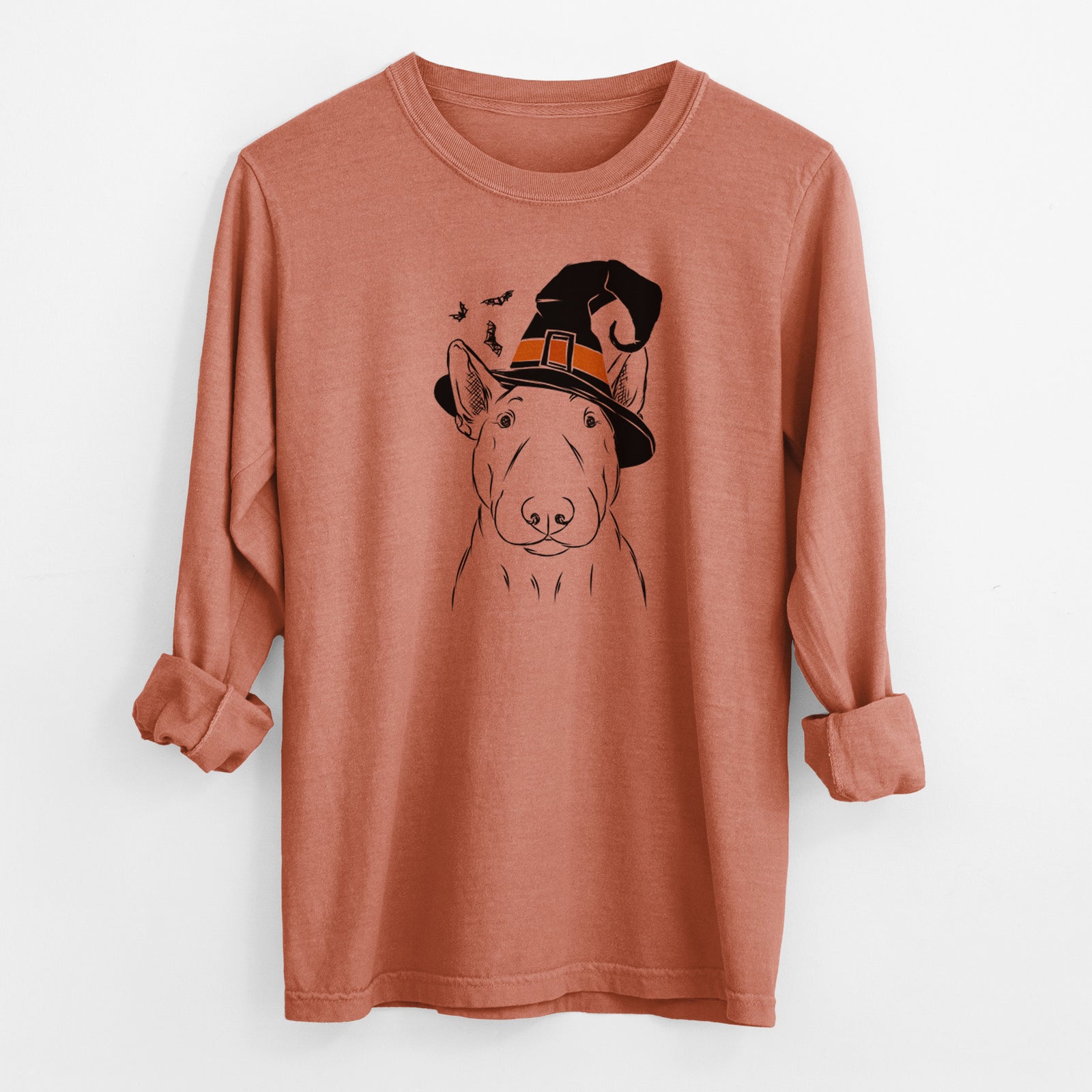 Witch Jett the Bull Terrier - Men's Heavyweight 100% Cotton Long Sleeve