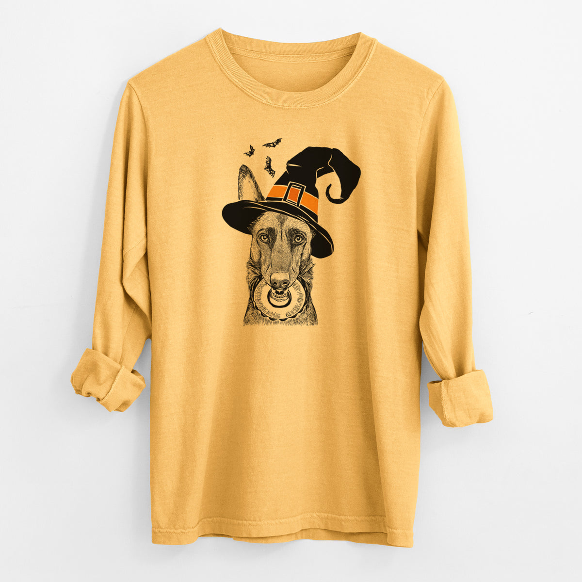 Witch Juno the Belgian Malinois - Men's Heavyweight 100% Cotton Long Sleeve