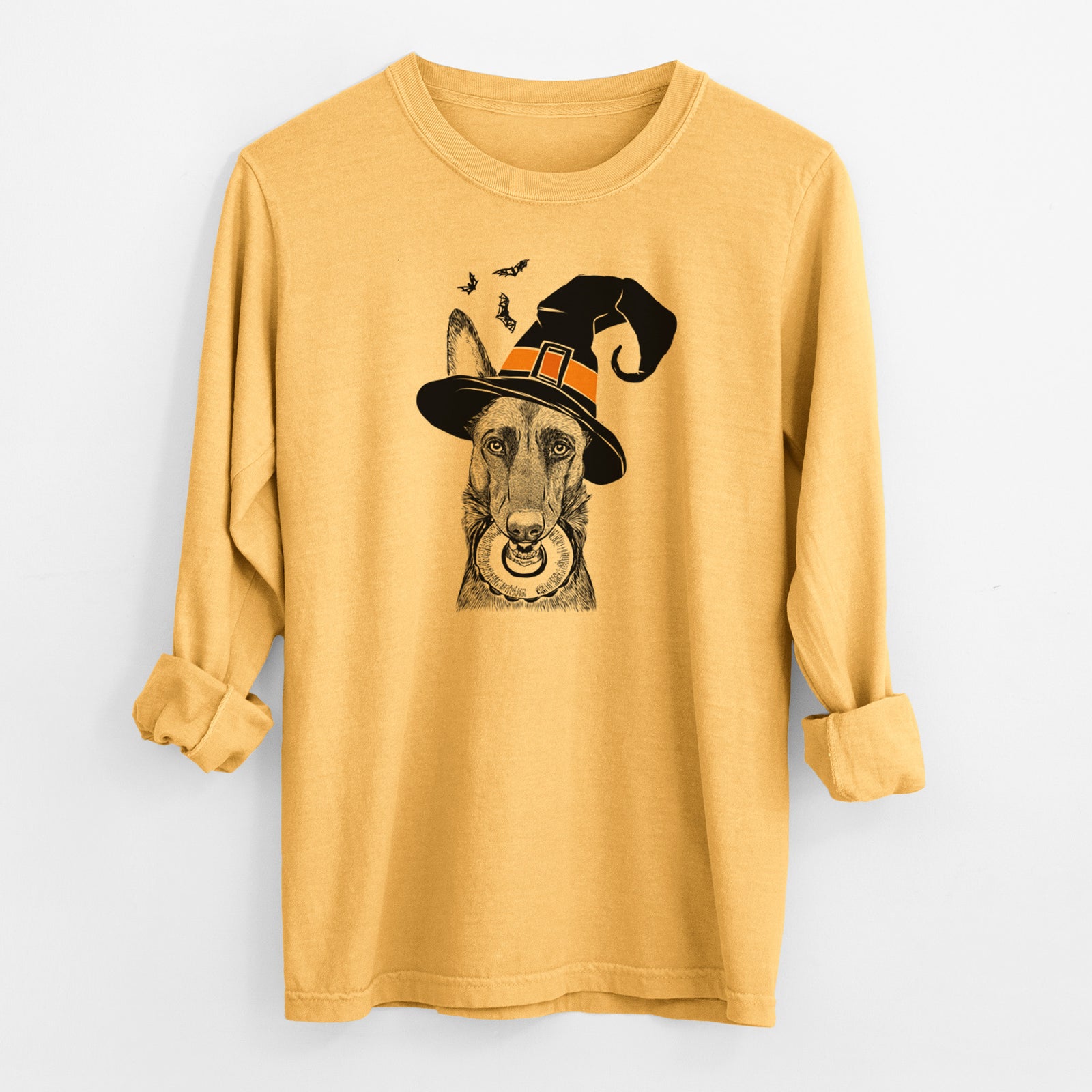 Witch Juno the Belgian Malinois - Men's Heavyweight 100% Cotton Long Sleeve