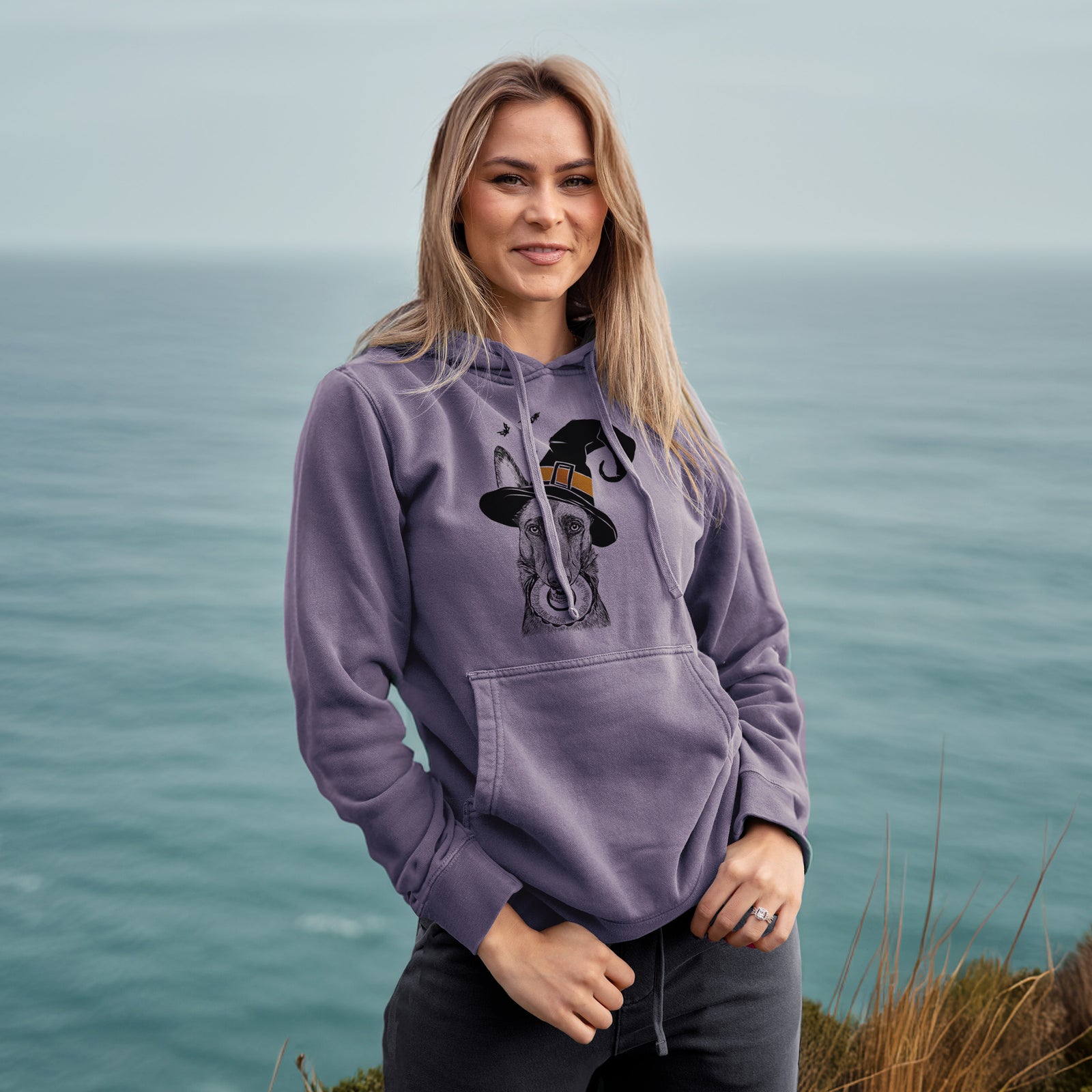 Witch Juno the Belgian Malinois - Unisex Pigment Dyed Hoodie