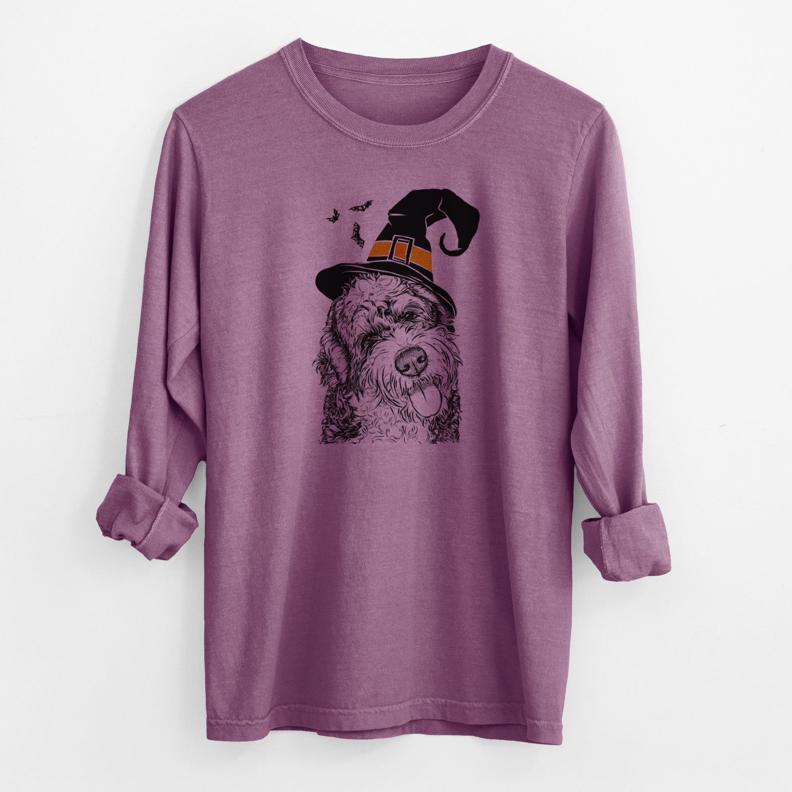 Witch Kaci the Bernedoodle - Men's Heavyweight 100% Cotton Long Sleeve