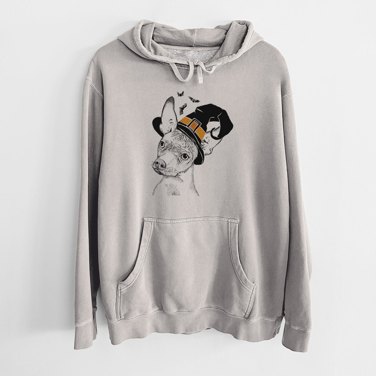 Witch Kahlo the Xoloitzcuintli - Unisex Pigment Dyed Hoodie