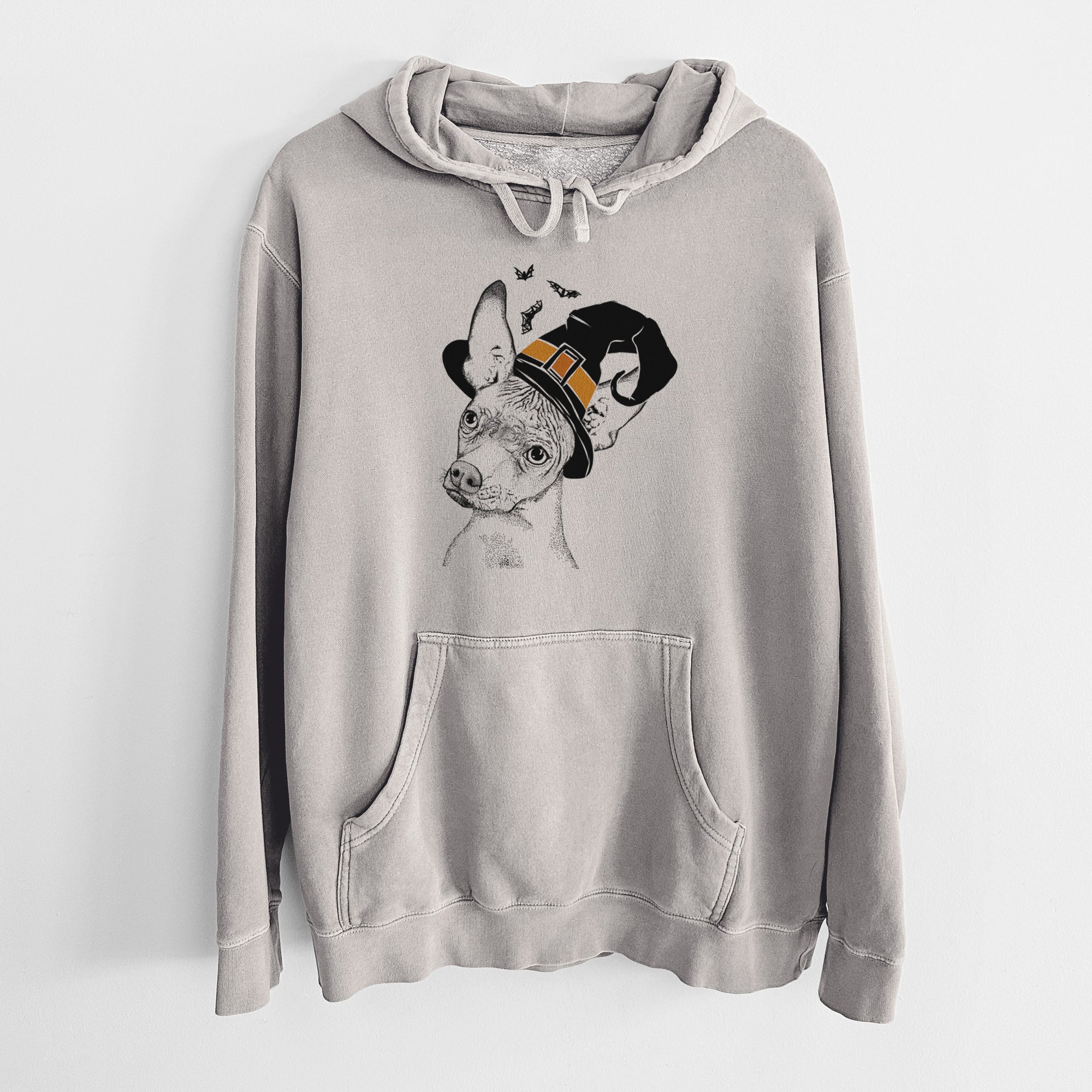 Witch Kahlo the Xoloitzcuintli - Unisex Pigment Dyed Hoodie