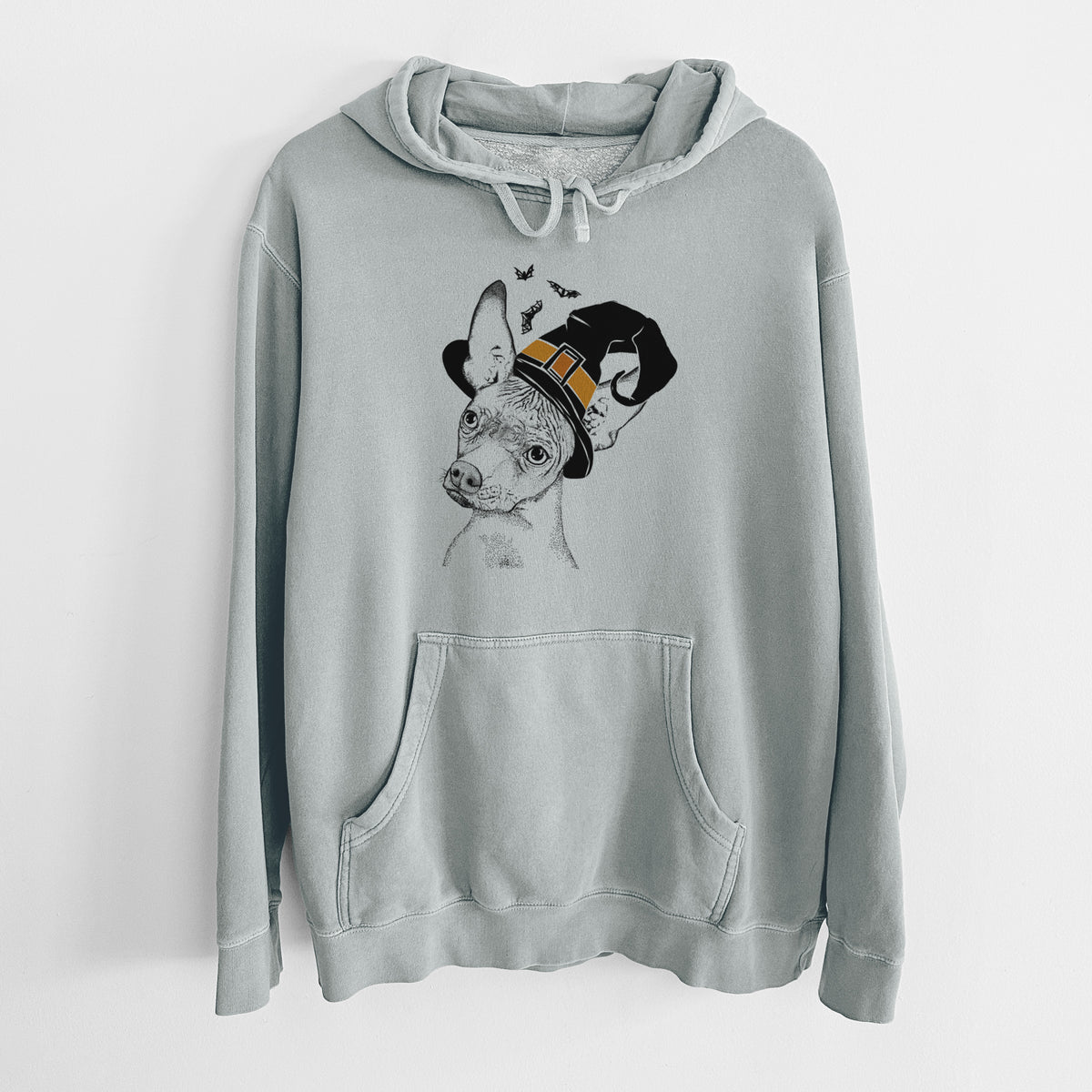 Witch Kahlo the Xoloitzcuintli - Unisex Pigment Dyed Hoodie