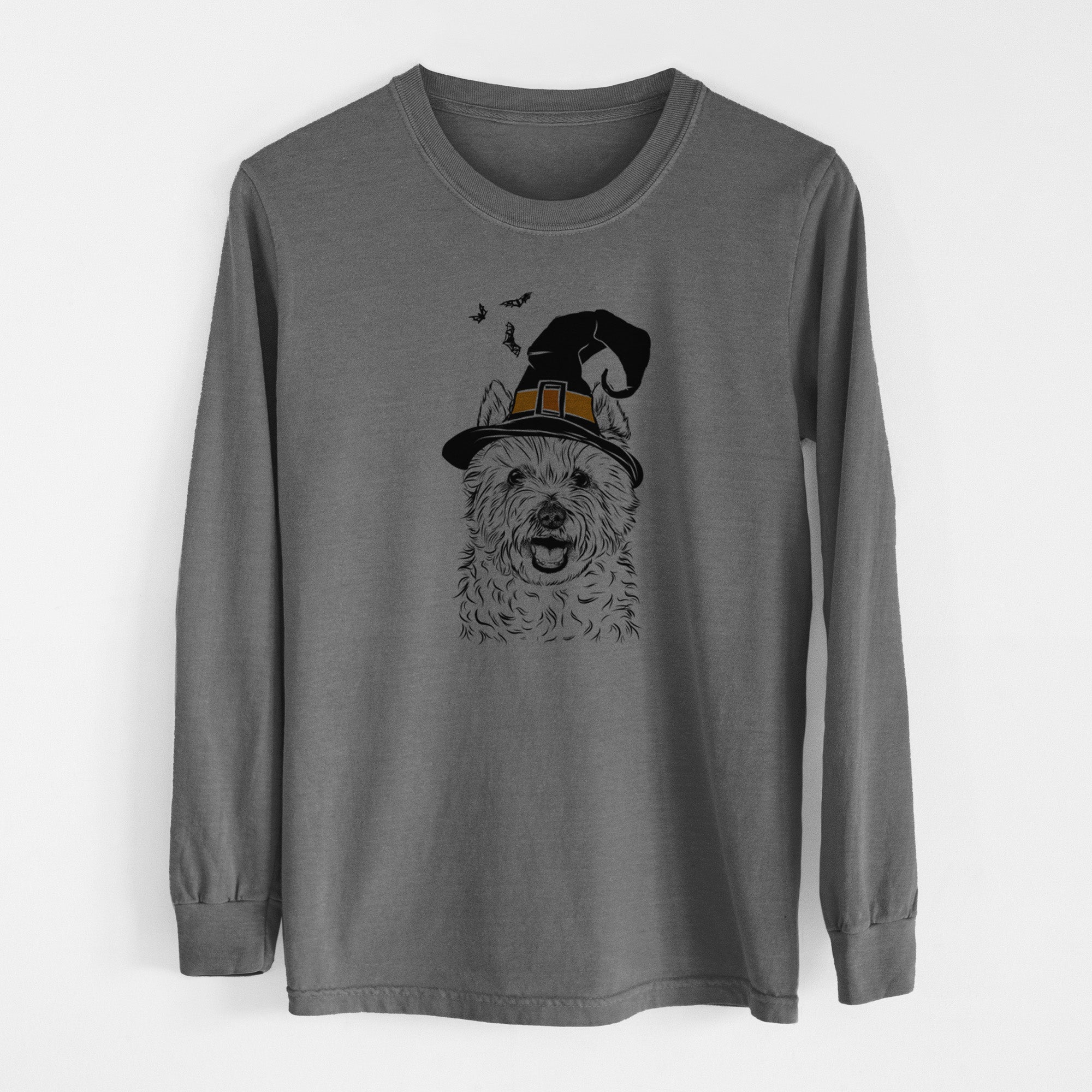 Witch Kami the West Highland Terrier - Men's Heavyweight 100% Cotton Long Sleeve