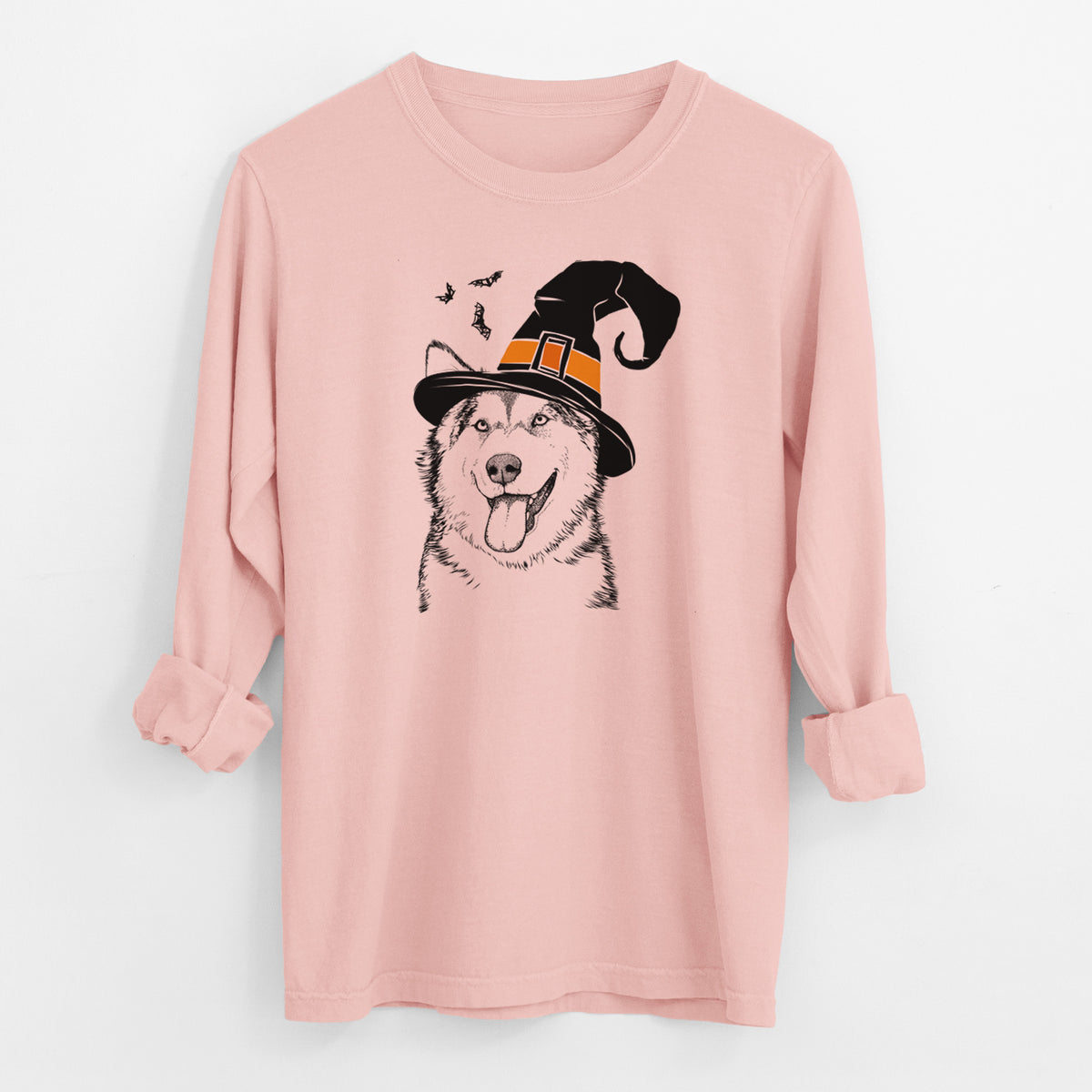 Witch Kaskae the Alaskan Malamute - Men's Heavyweight 100% Cotton Long Sleeve