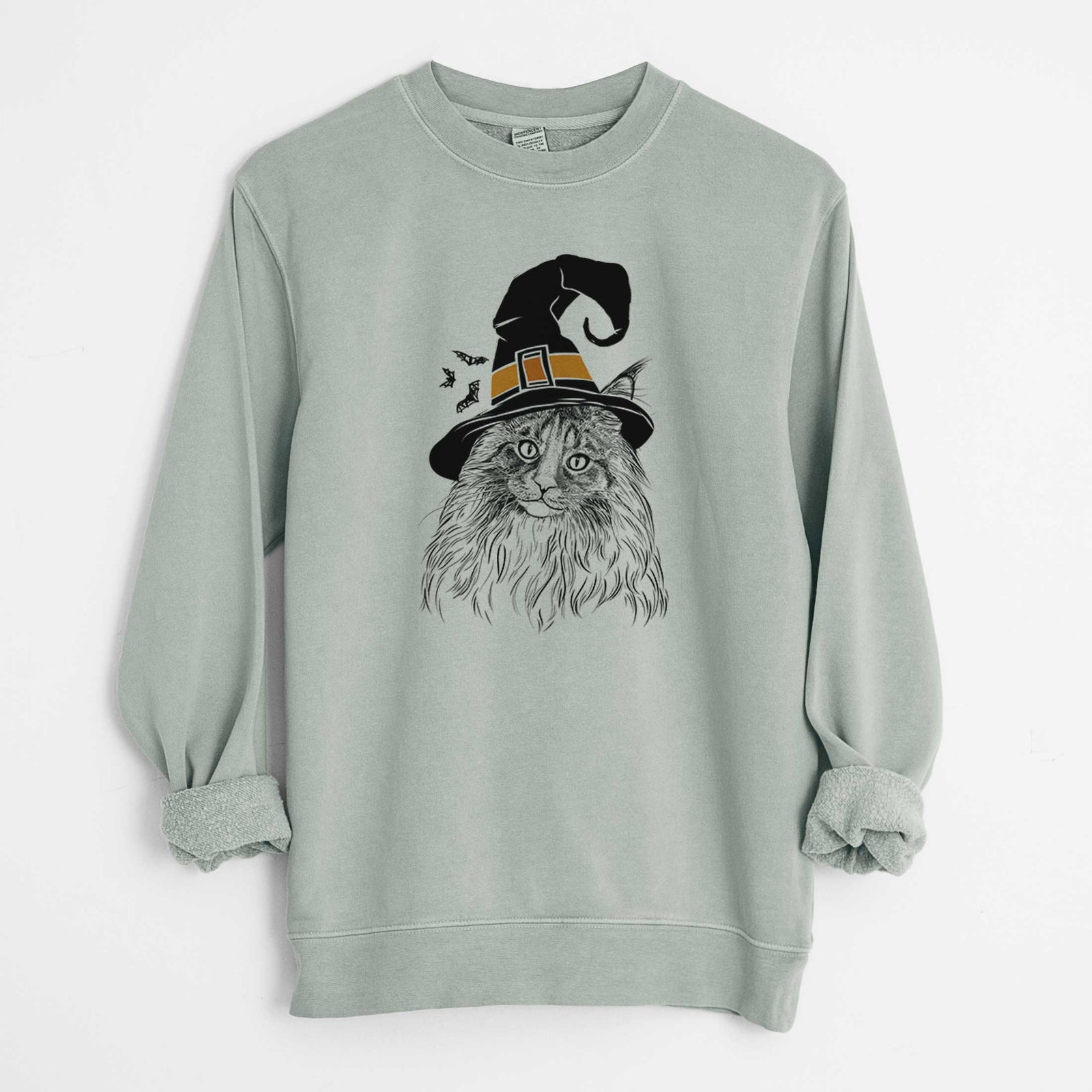 Witch Kiki the Maine Coon Cat - Unisex Pigment Dyed Crew Sweatshirt