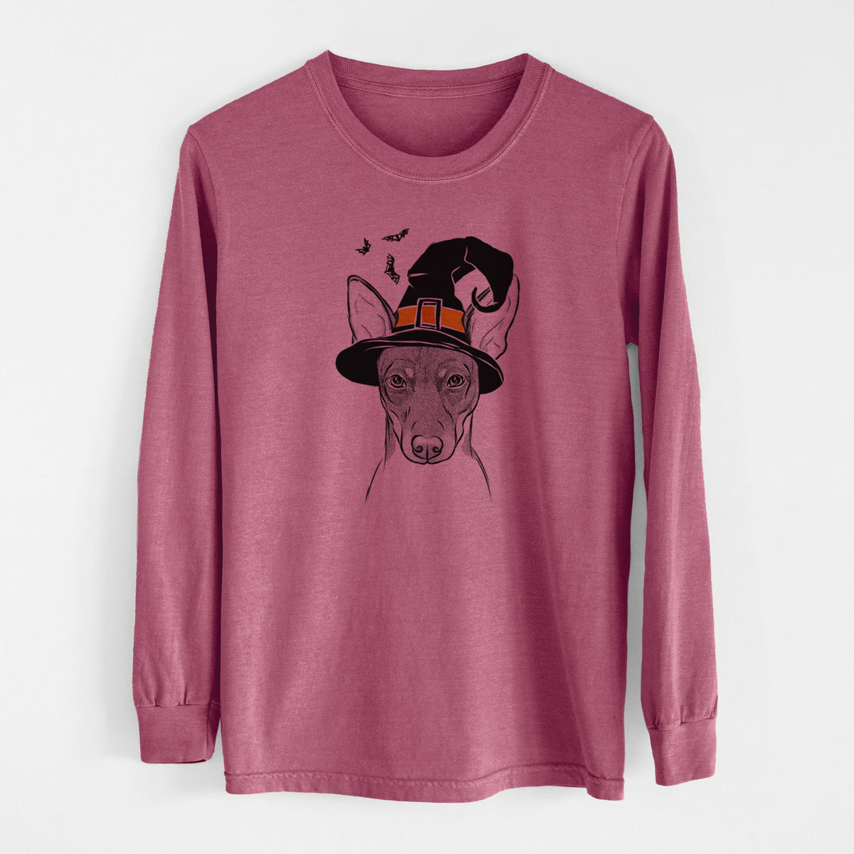 Witch Knox the Rat Terrier - Men's Heavyweight 100% Cotton Long Sleeve