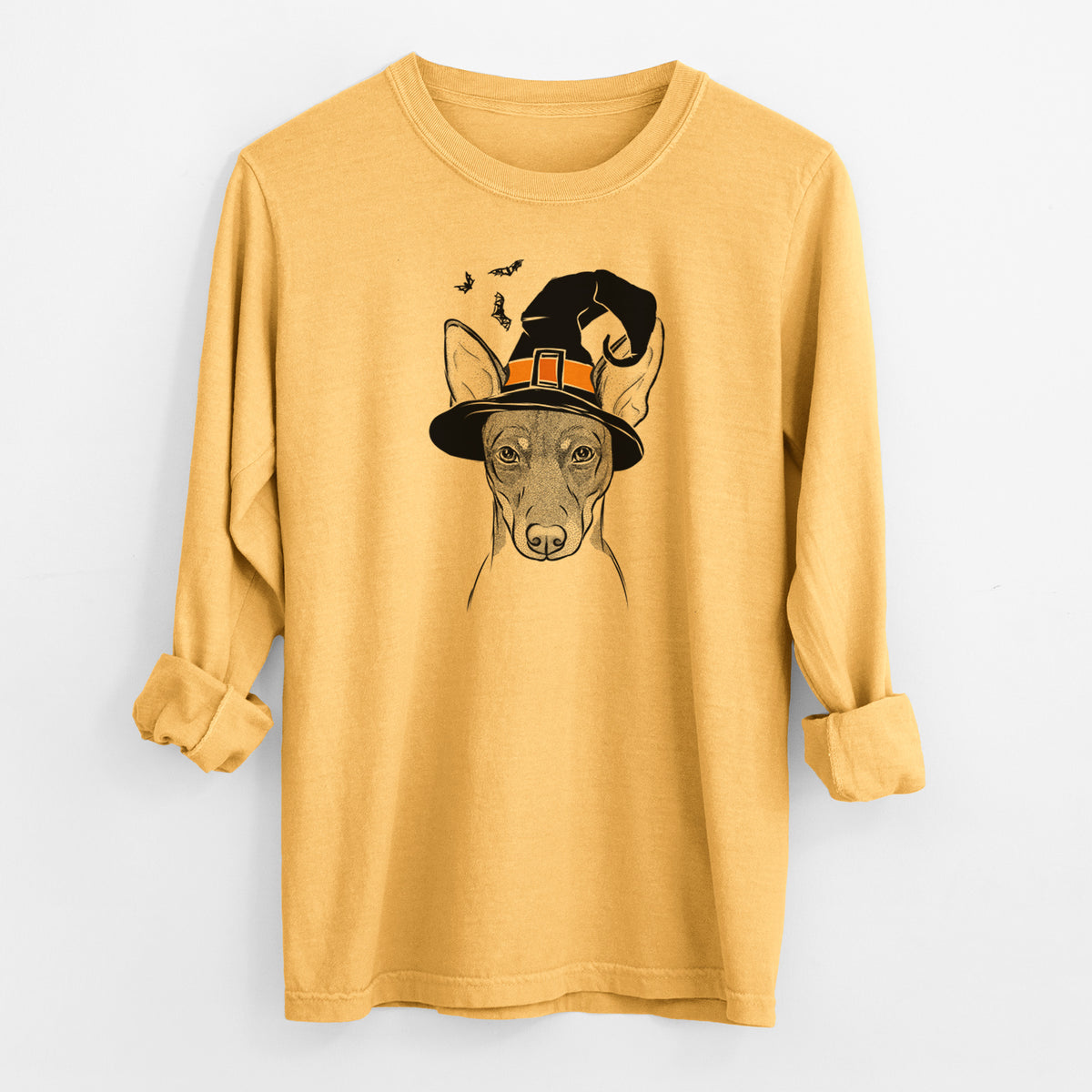 Witch Knox the Rat Terrier - Men's Heavyweight 100% Cotton Long Sleeve