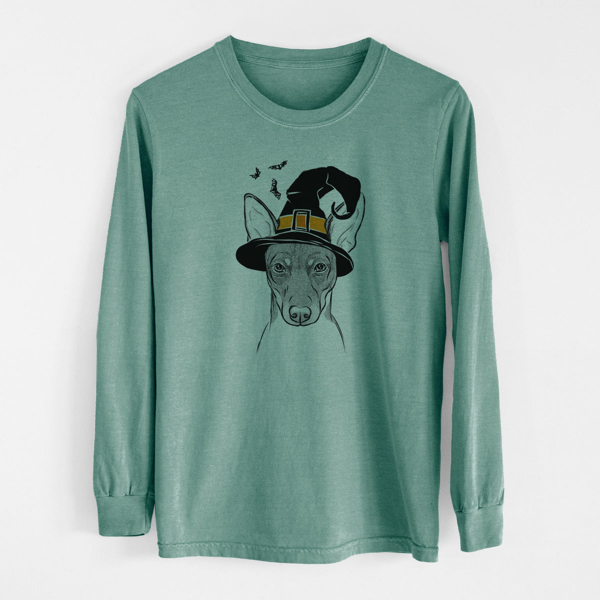 Witch Knox the Rat Terrier - Men's Heavyweight 100% Cotton Long Sleeve