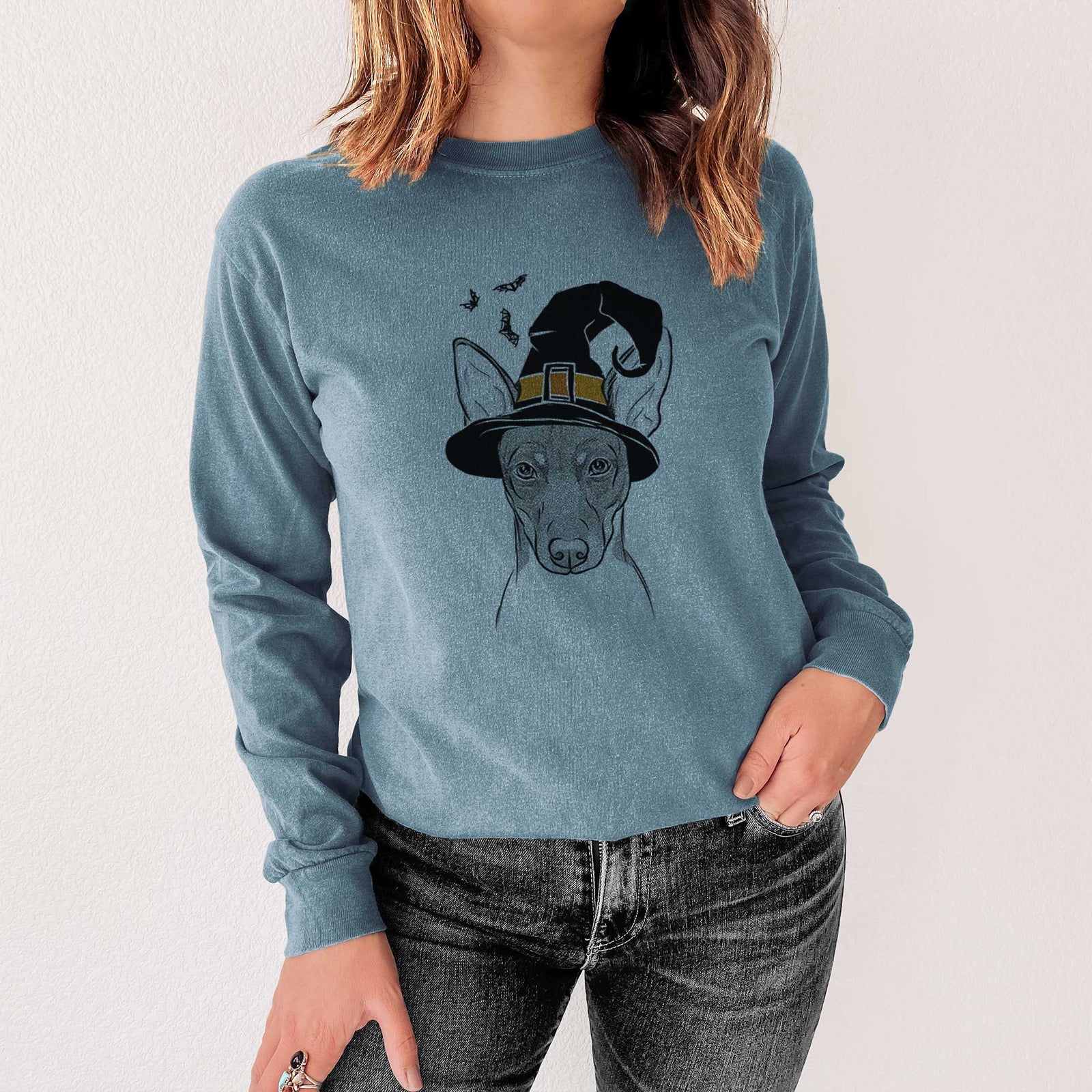 Witch Knox the Rat Terrier - Men's Heavyweight 100% Cotton Long Sleeve