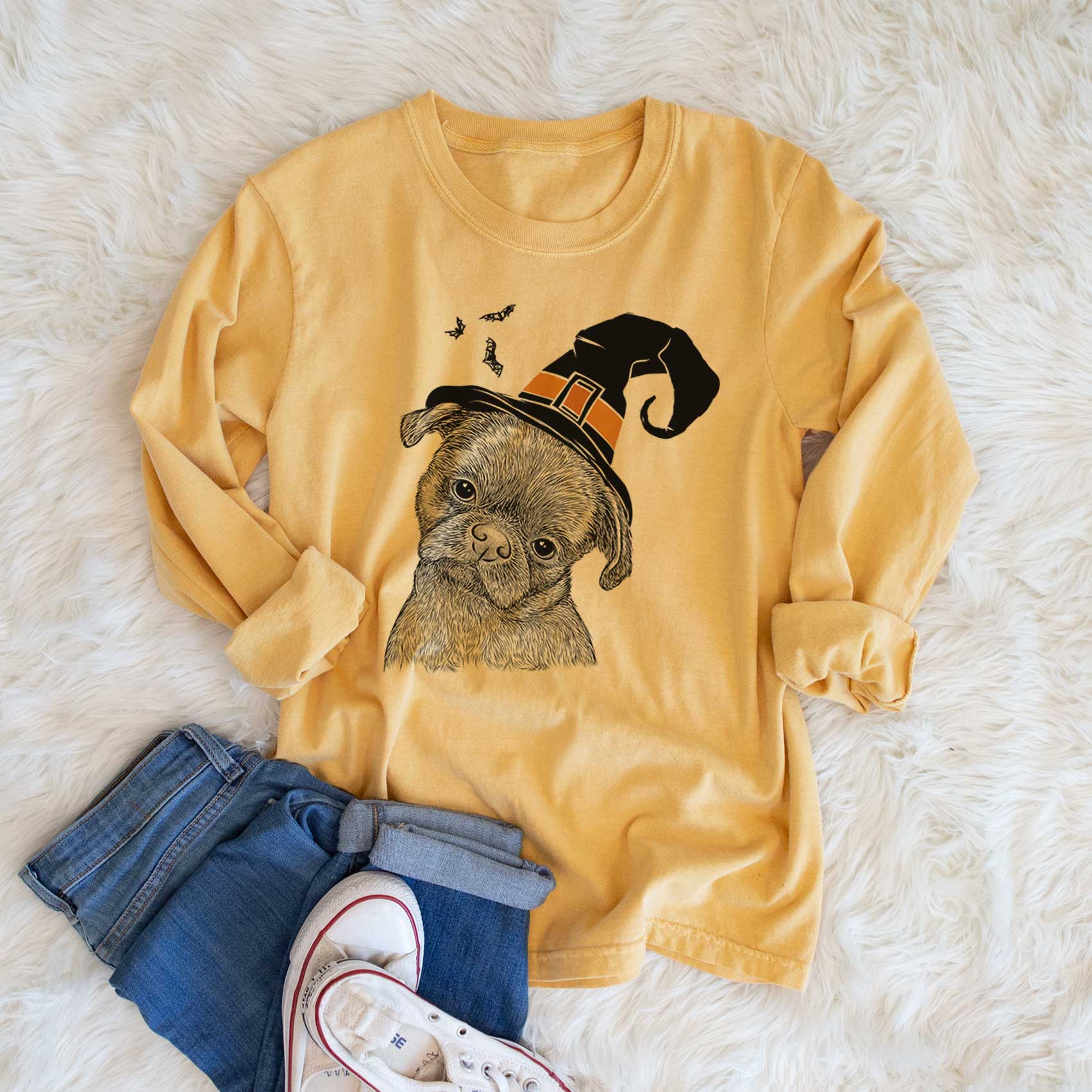 Witch Koko the Shih Tzu - Men's Heavyweight 100% Cotton Long Sleeve