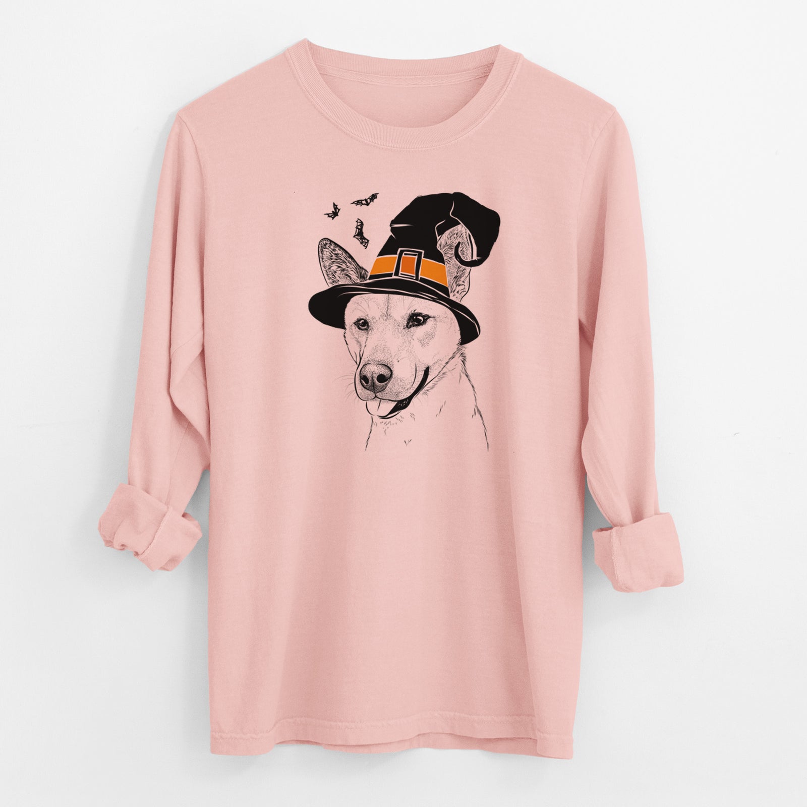 Witch Kulfi the Jindo Shiba Inu Mix - Men's Heavyweight 100% Cotton Long Sleeve