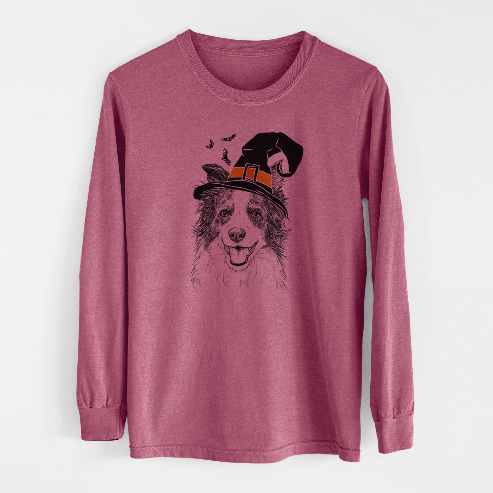Witch Kylee the Border Collie - Men's Heavyweight 100% Cotton Long Sleeve