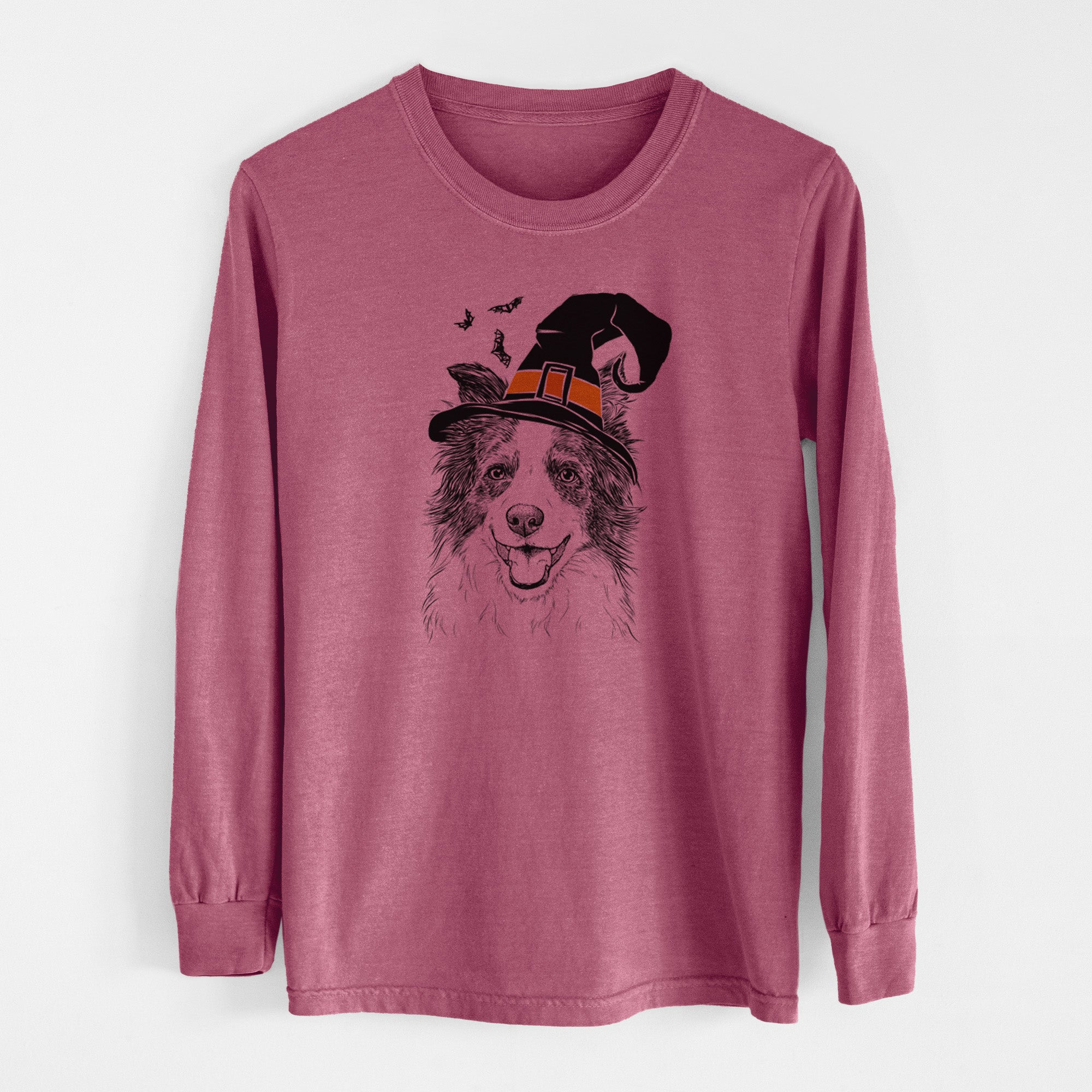 Witch Kylee the Border Collie - Men's Heavyweight 100% Cotton Long Sleeve