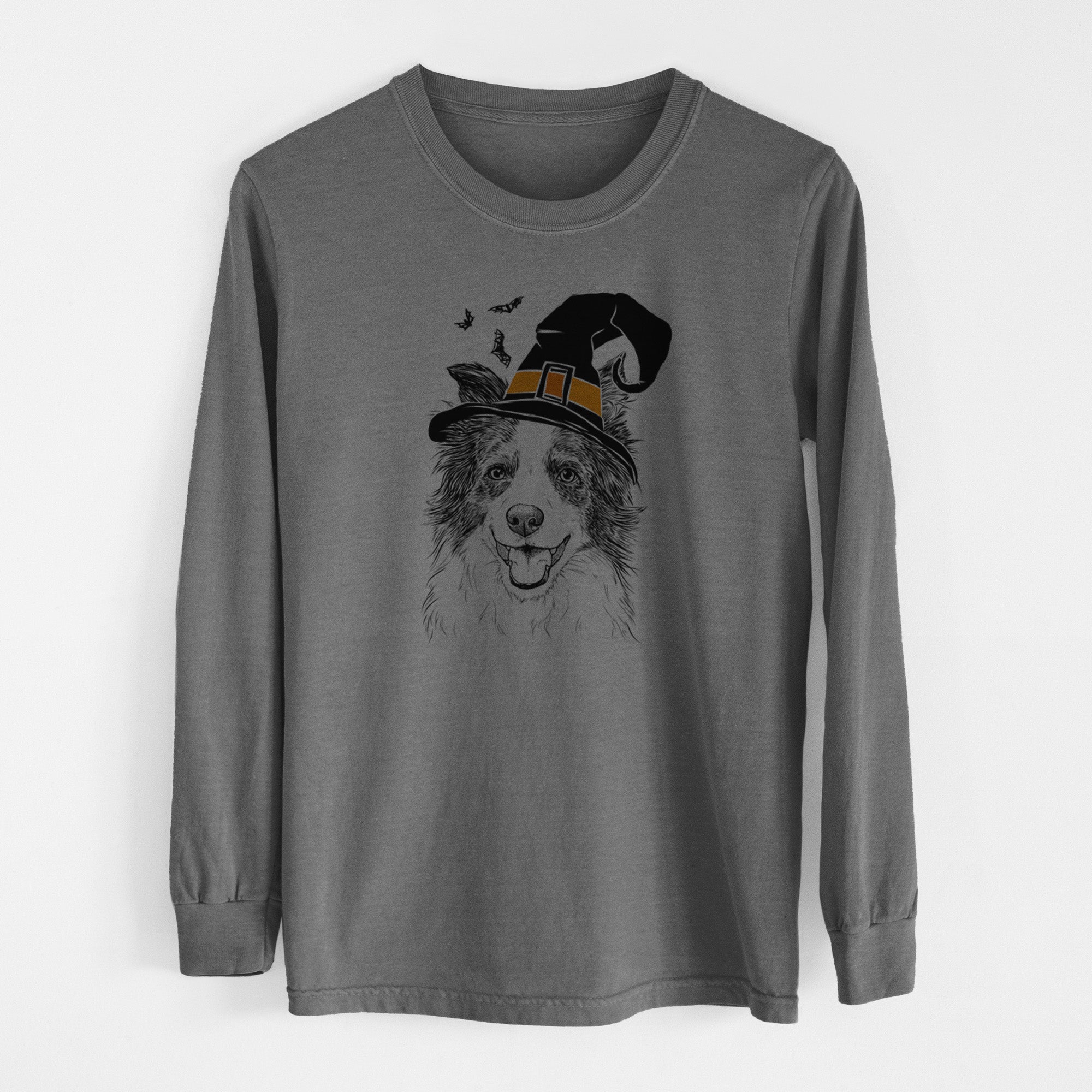 Witch Kylee the Border Collie - Men's Heavyweight 100% Cotton Long Sleeve