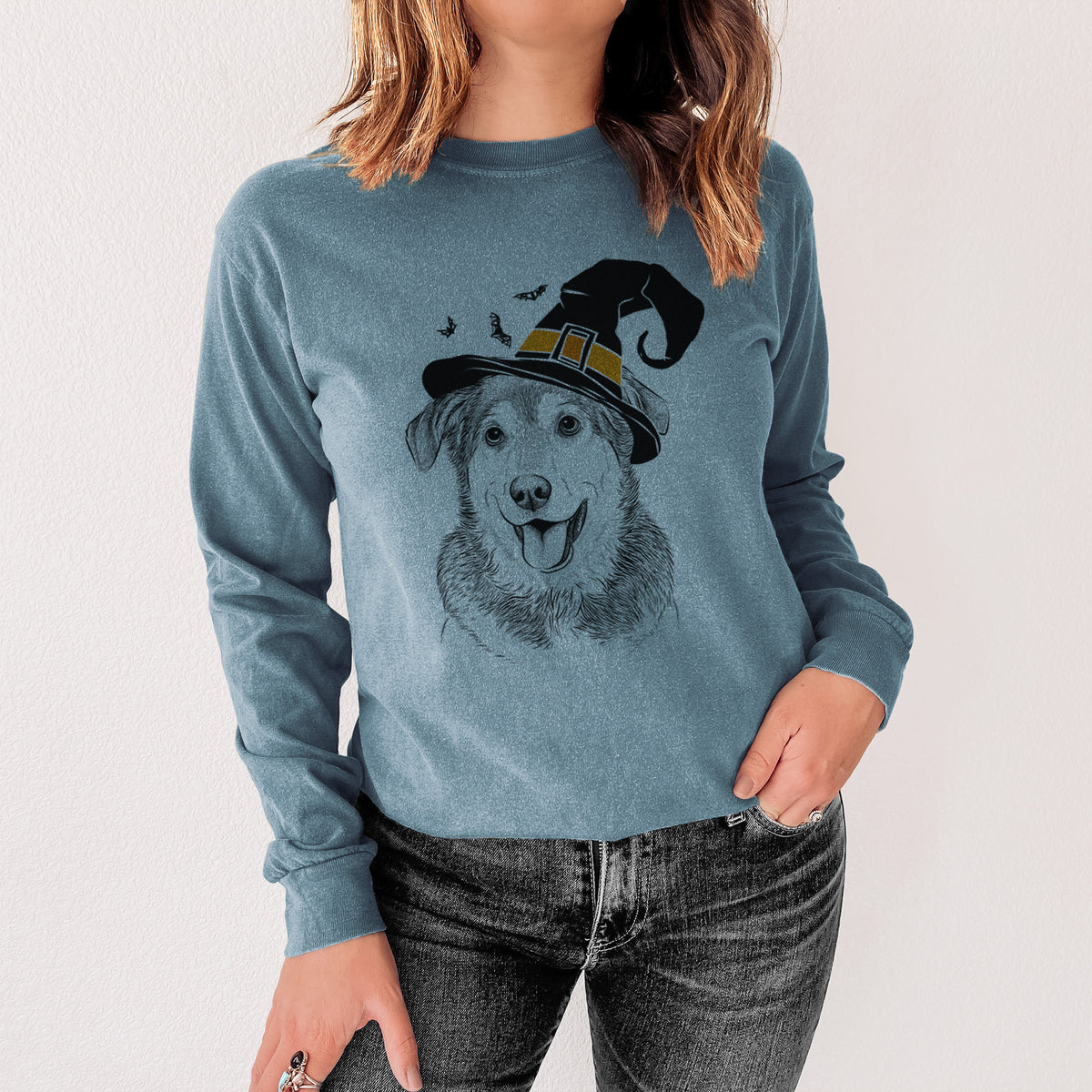 Witch Lance the Lab/Shepherd Mix - Men's Heavyweight 100% Cotton Long Sleeve