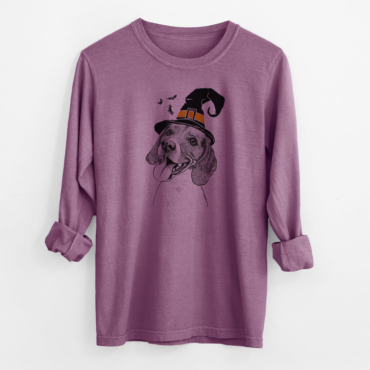 Witch Little Bandit the Beagle - Men's Heavyweight 100% Cotton Long Sleeve