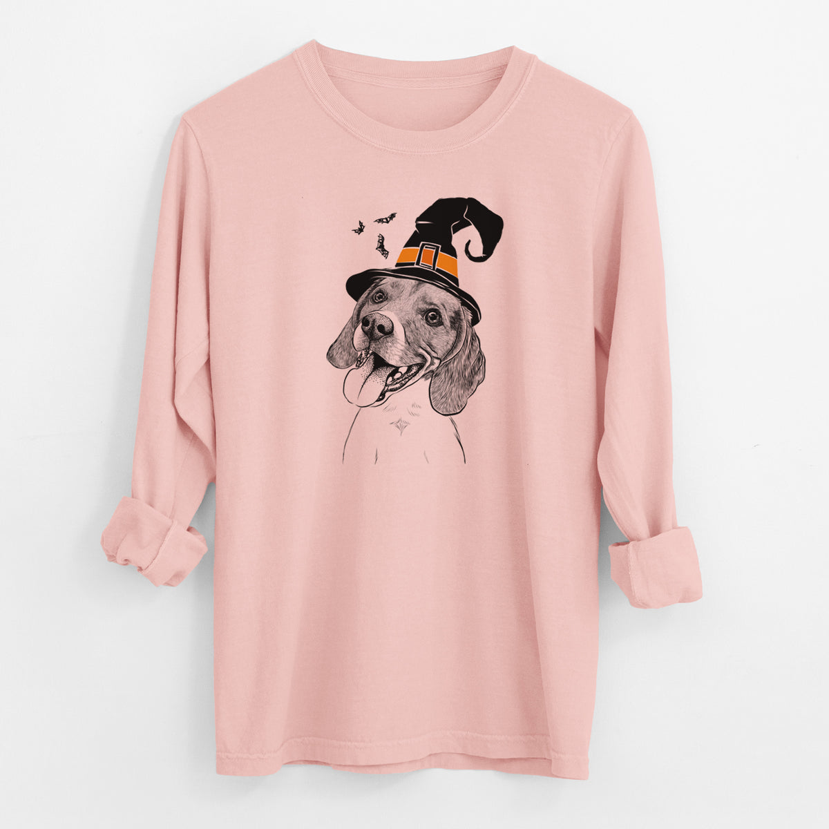 Witch Little Bandit the Beagle - Men's Heavyweight 100% Cotton Long Sleeve