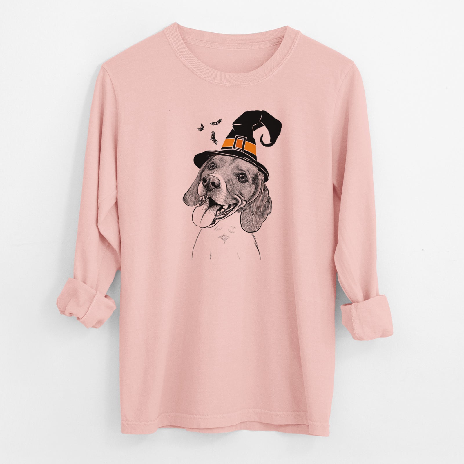 Witch Little Bandit the Beagle - Men's Heavyweight 100% Cotton Long Sleeve