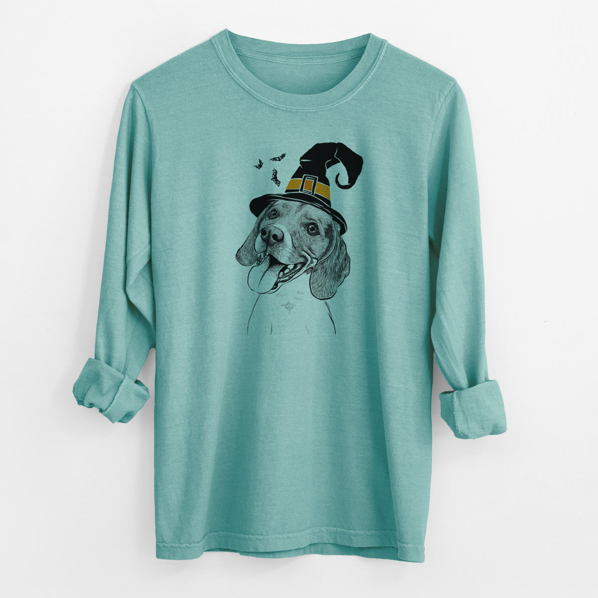 Witch Little Bandit the Beagle - Men's Heavyweight 100% Cotton Long Sleeve