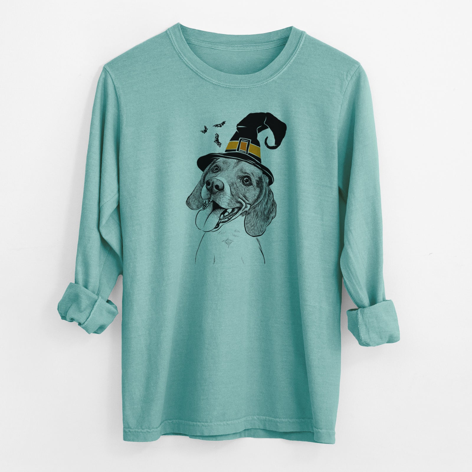 Witch Little Bandit the Beagle - Men's Heavyweight 100% Cotton Long Sleeve