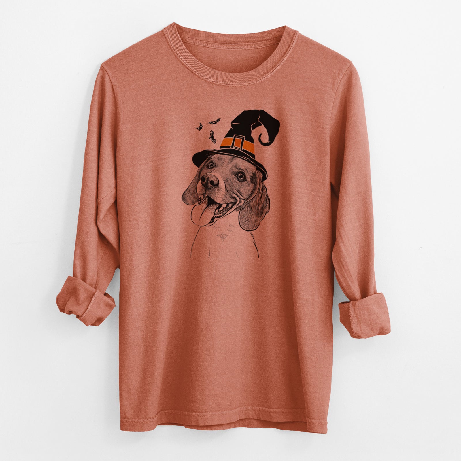 Witch Little Bandit the Beagle - Men's Heavyweight 100% Cotton Long Sleeve