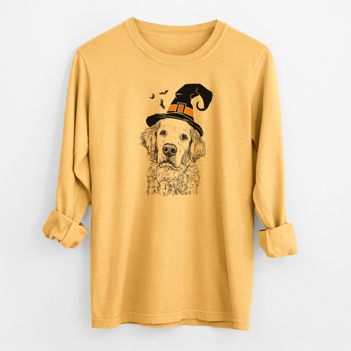 Witch Loganator the Golden Retriever - Men's Heavyweight 100% Cotton Long Sleeve
