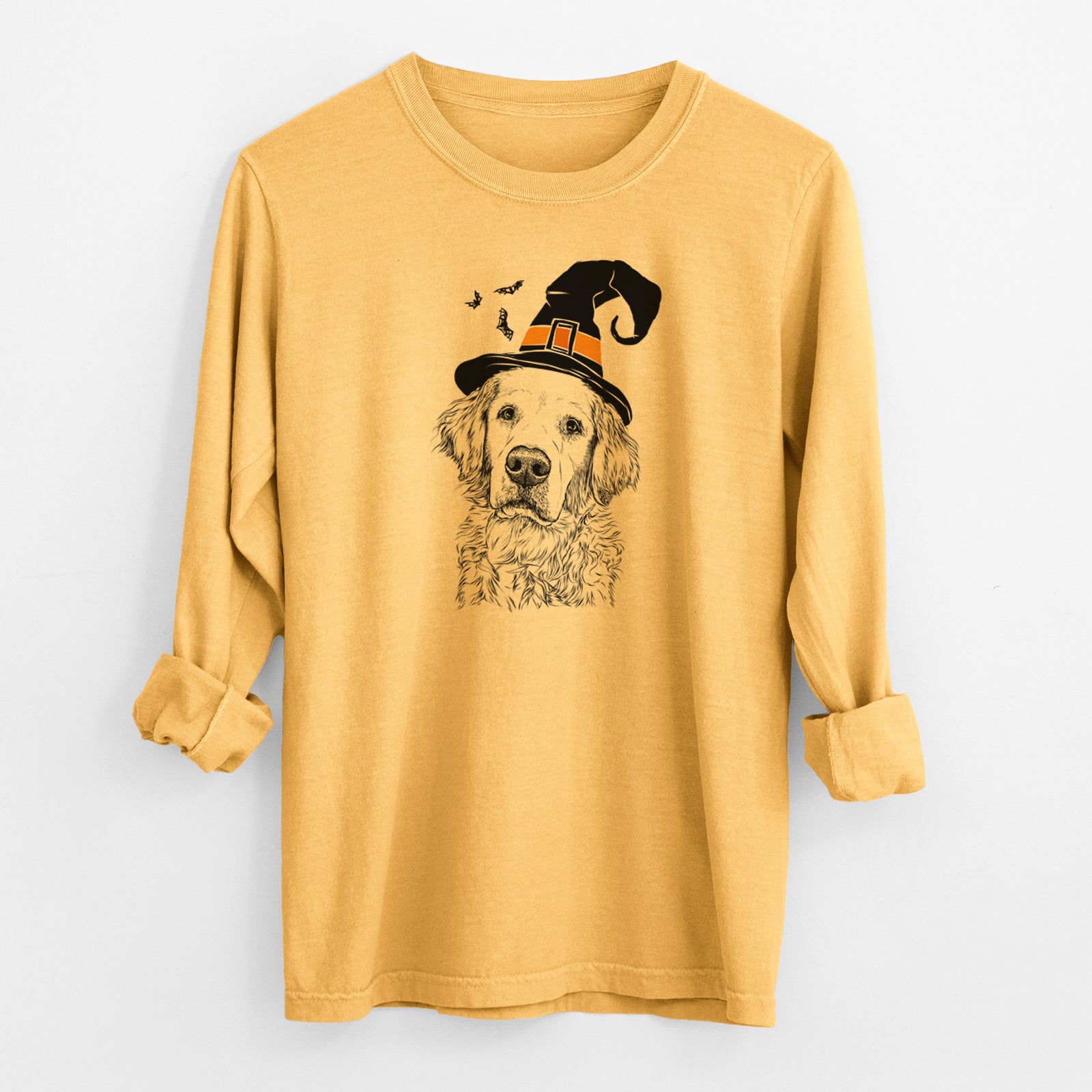 Witch Loganator the Golden Retriever - Men's Heavyweight 100% Cotton Long Sleeve