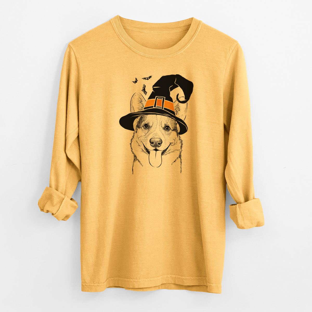 Witch Loki the Corgi - Men's Heavyweight 100% Cotton Long Sleeve