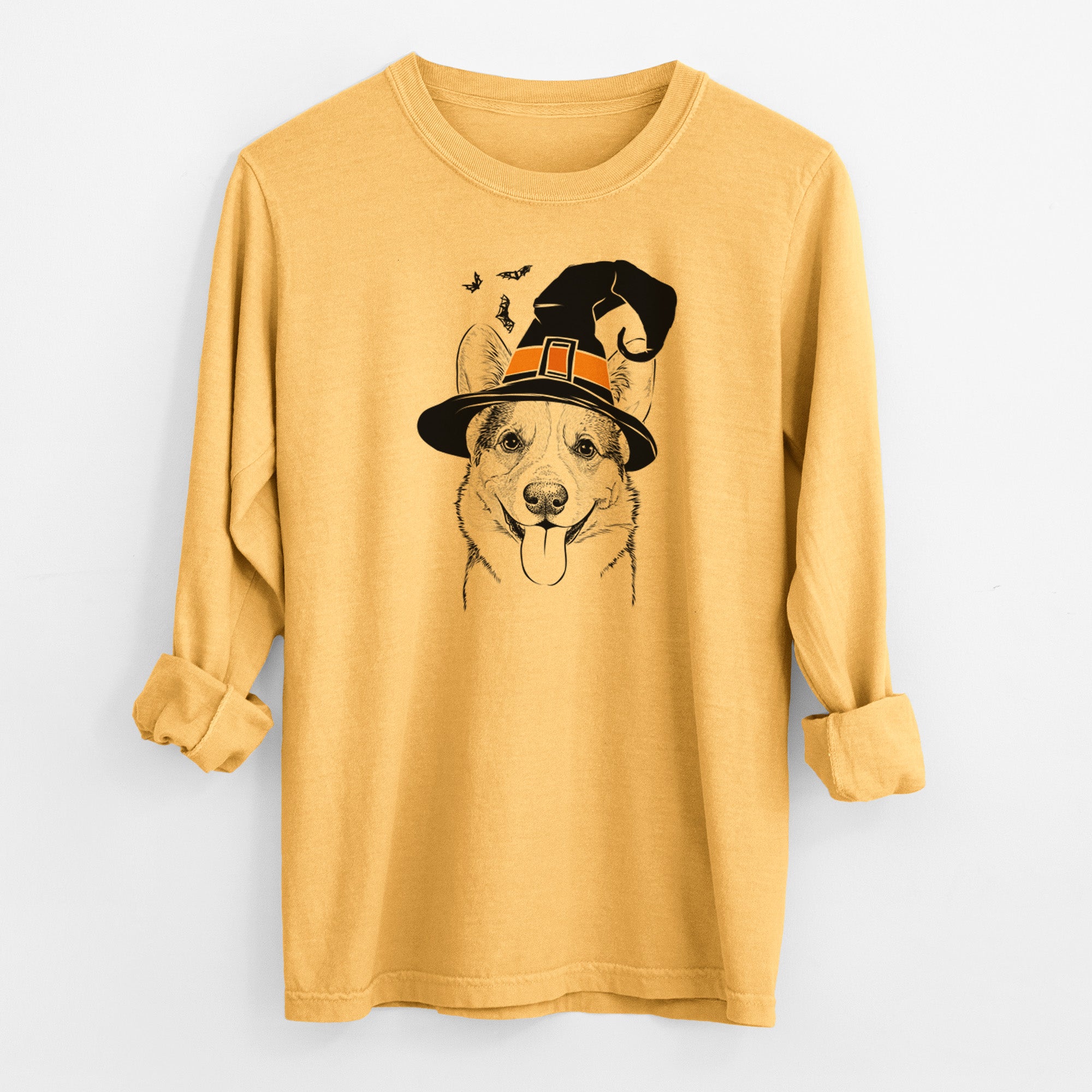 Witch Loki the Corgi - Men's Heavyweight 100% Cotton Long Sleeve
